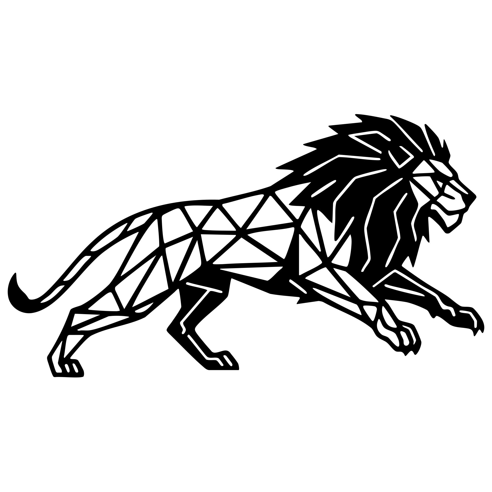 Geometric Lion DXF File – CNC Cutting Design | AWLION965
