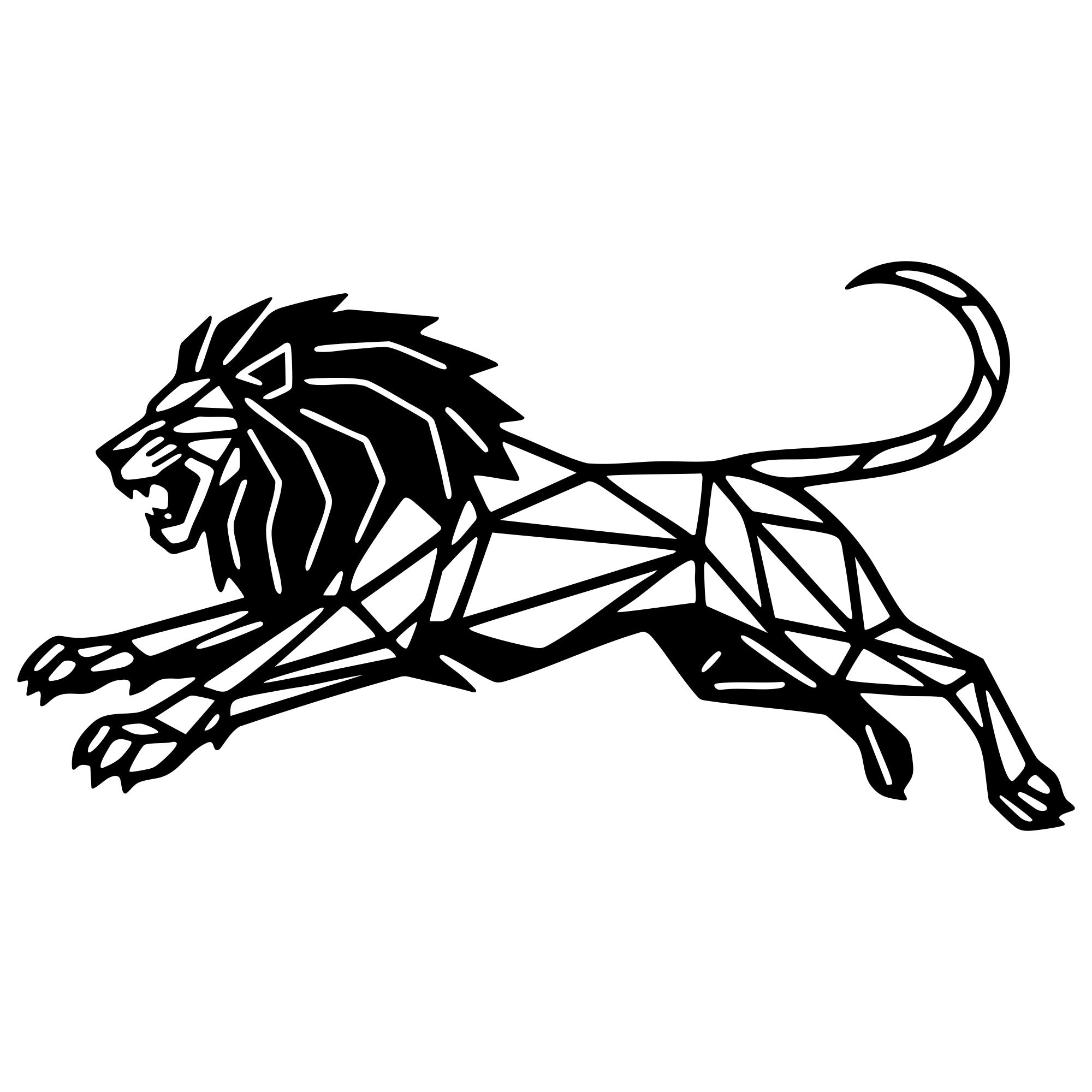 Geometric Lion DXF File – CNC Cutting Design | AWLION966