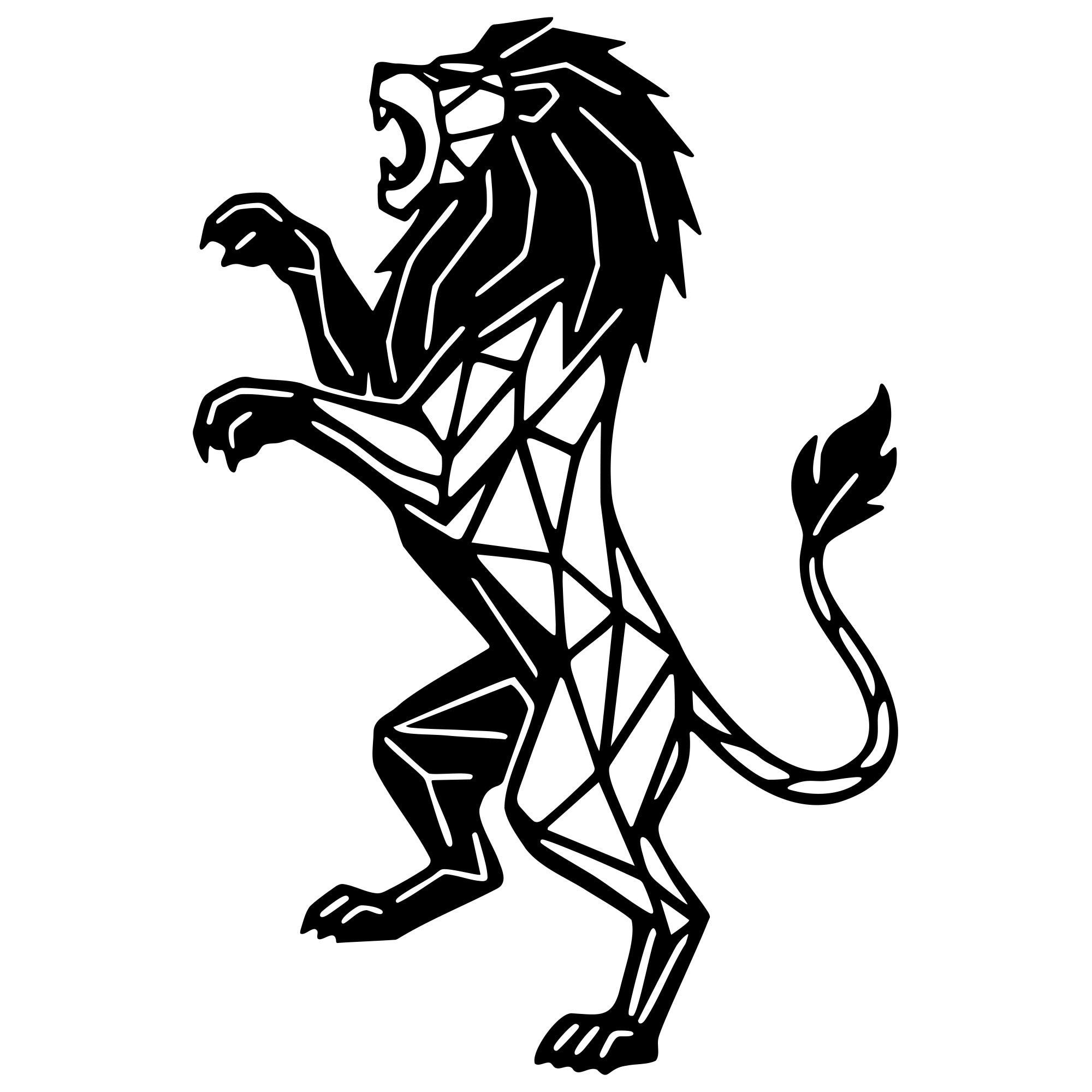 Geometric Lion DXF File – CNC Cutting Design | AWLION967