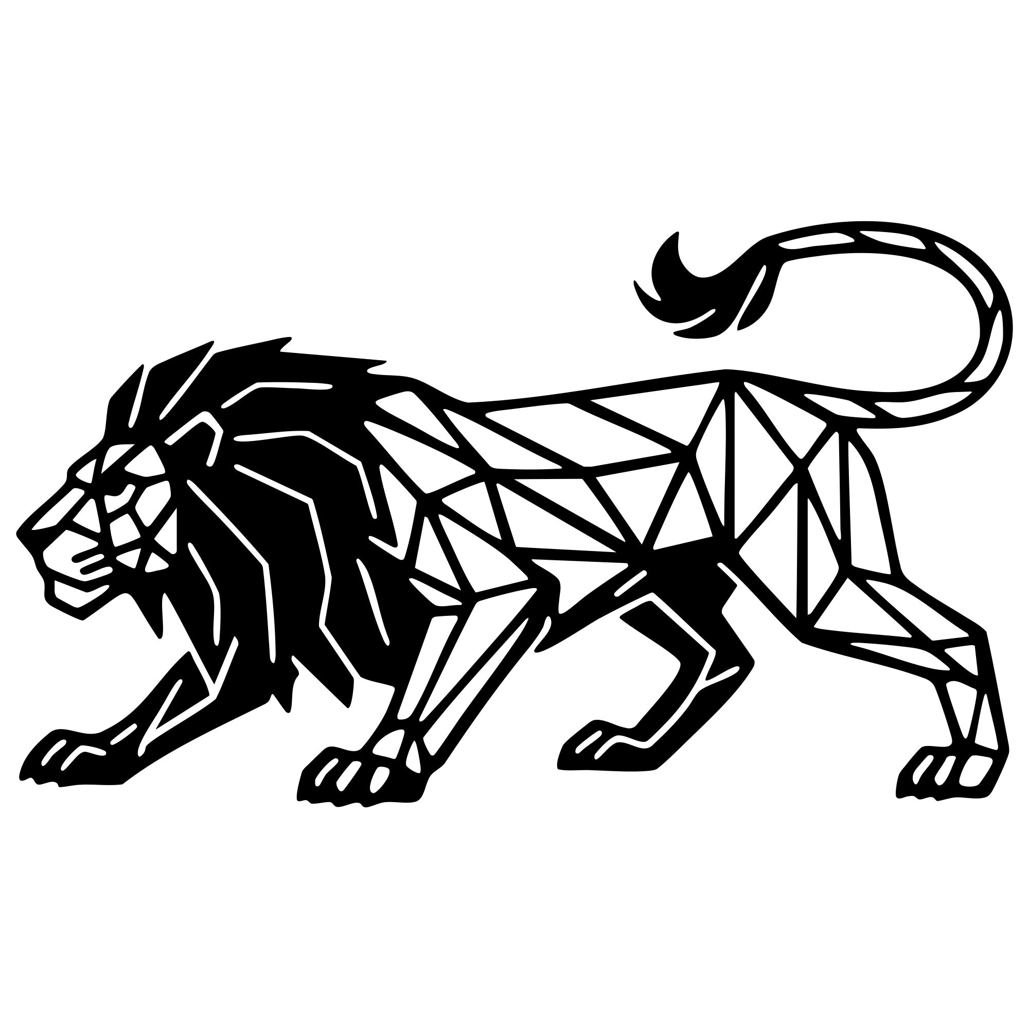 Geometric Lion DXF File – CNC Cutting Design | AWLION968