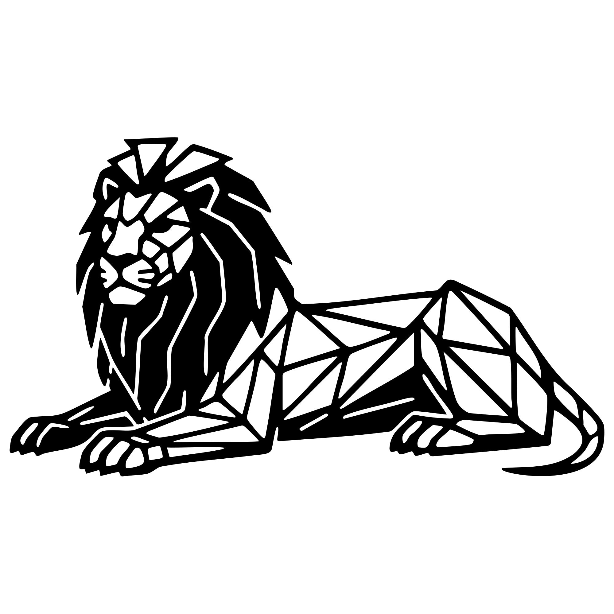 Geometric Lion DXF File – CNC Cutting Design | AWLION969