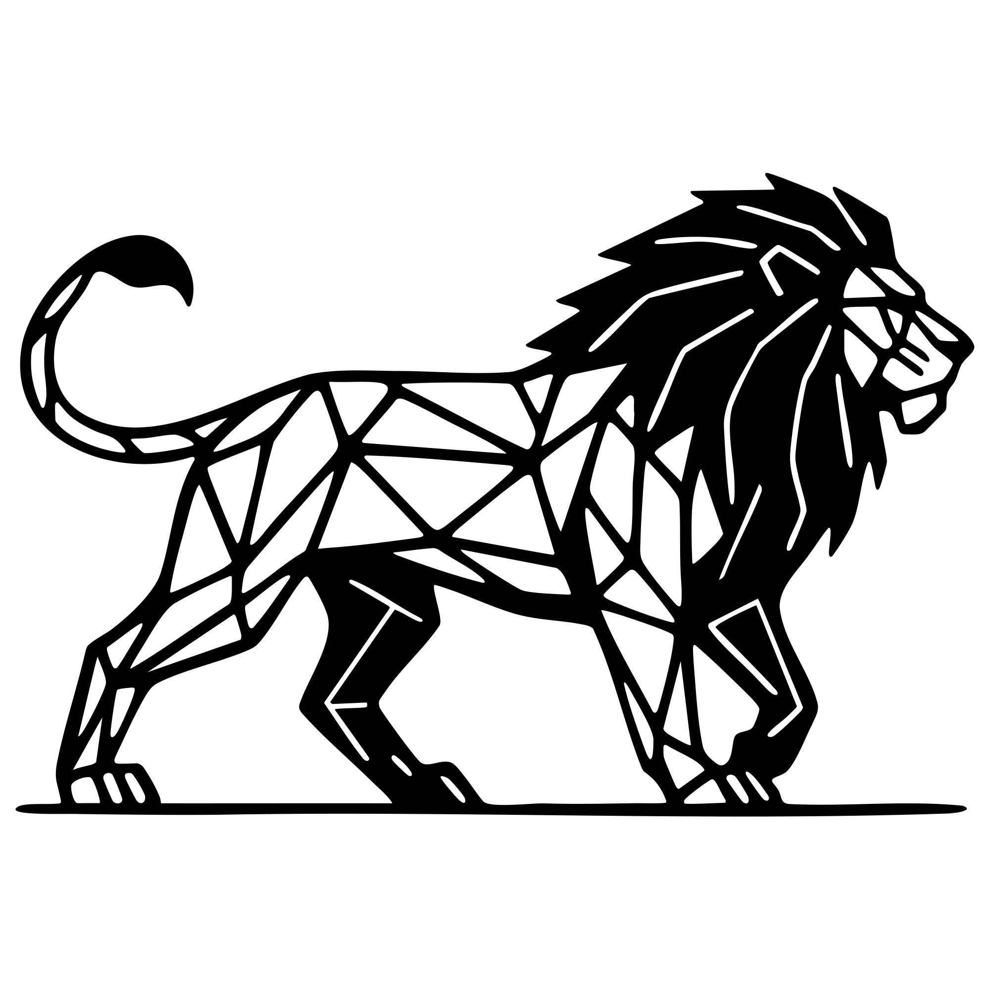 Geometric Lion DXF File – CNC Cutting Design | AWLION970