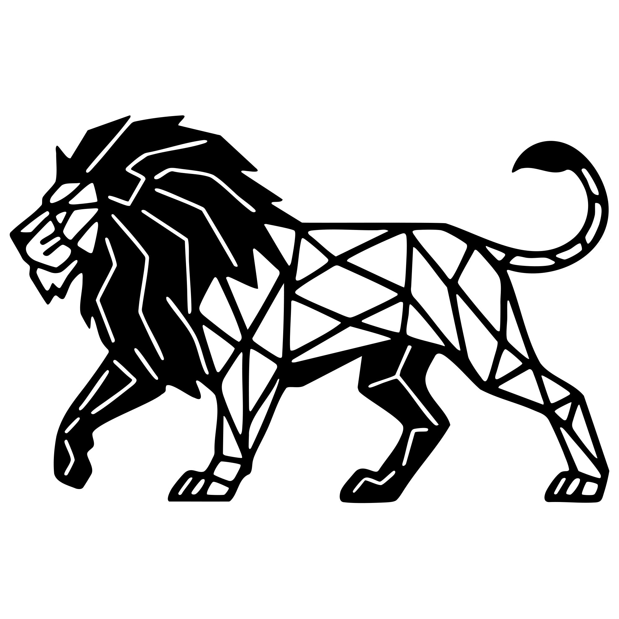 Geometric Lion DXF File – CNC Cutting Design | AWLION971
