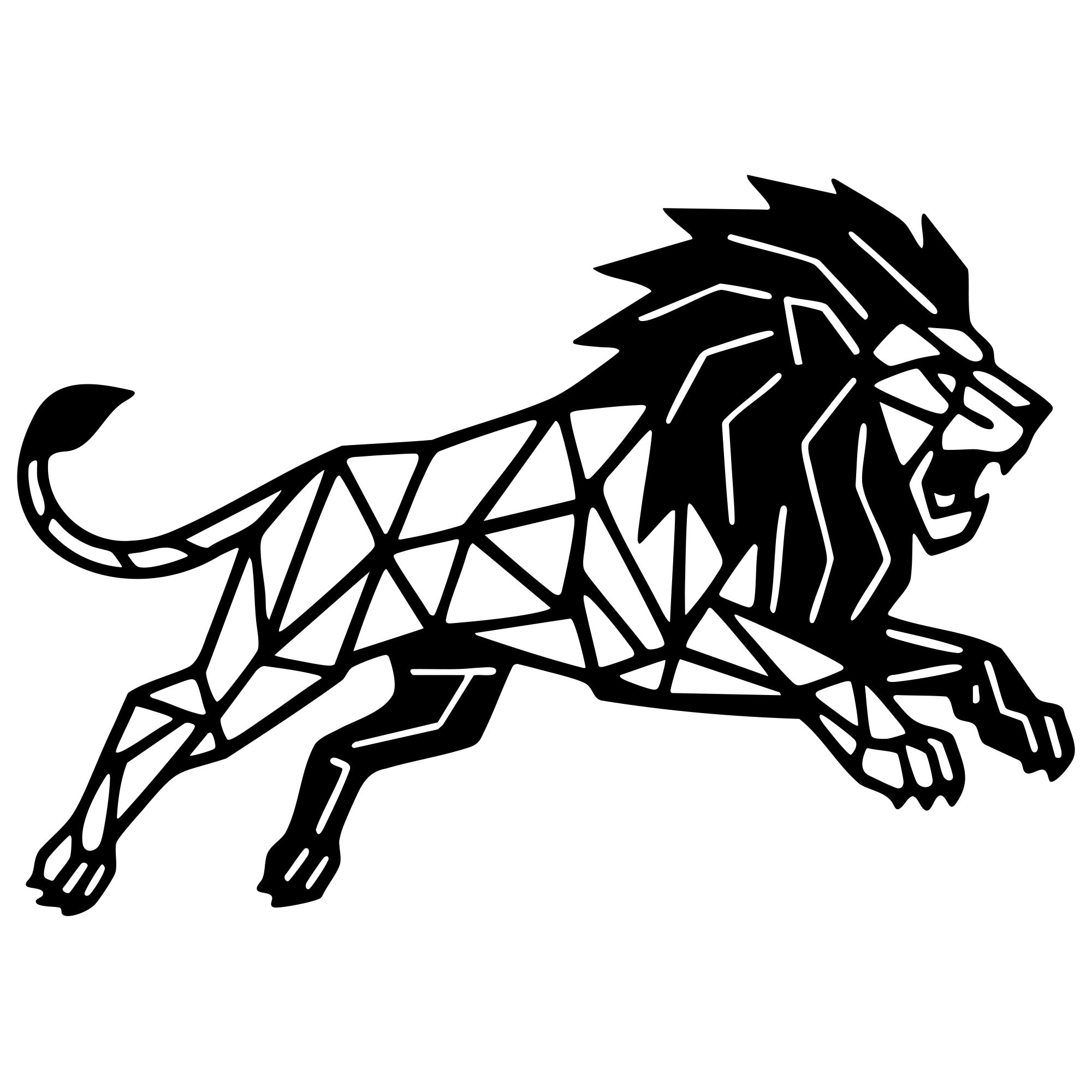 Geometric Lion DXF File – CNC Cutting Design | AWLION972