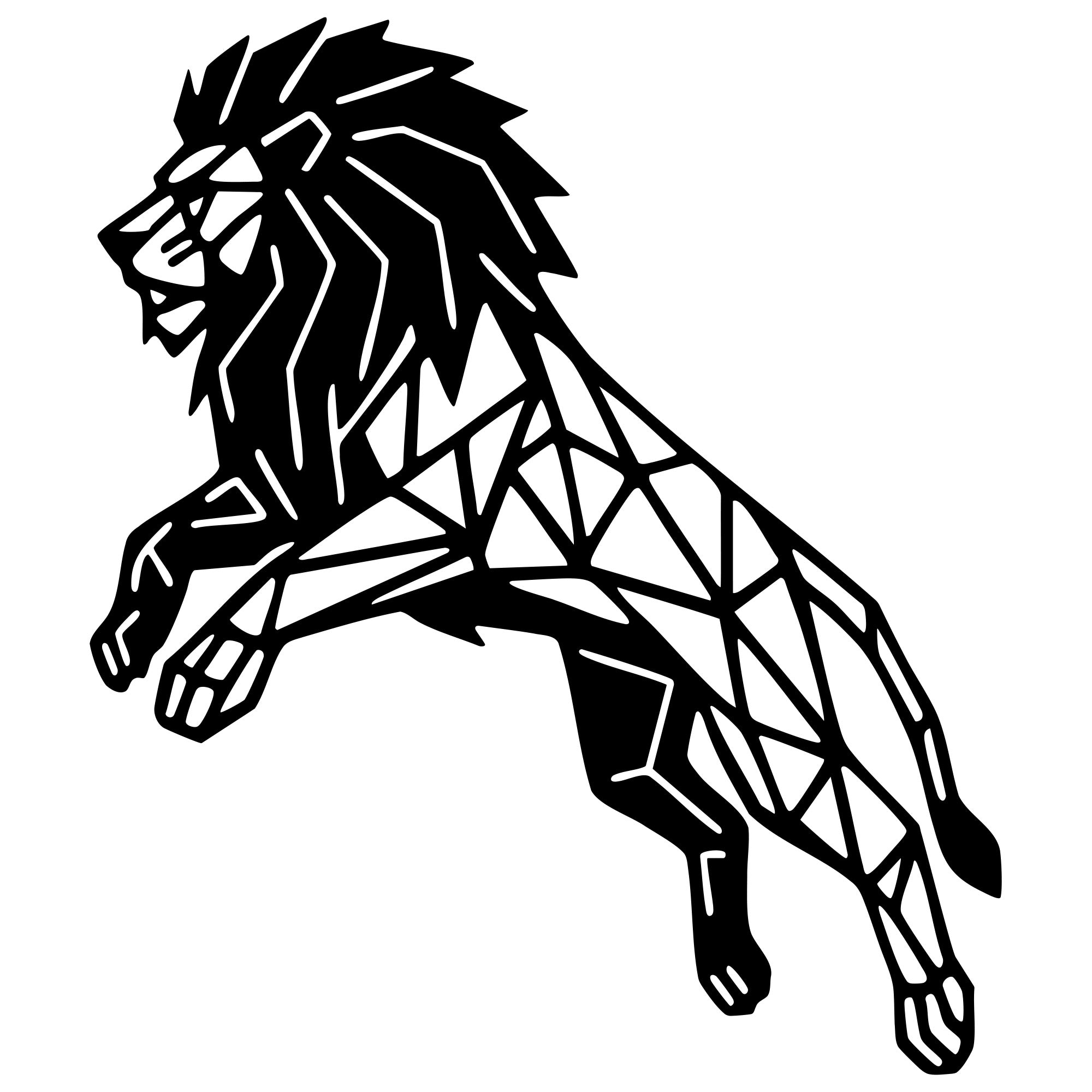 Geometric Lion DXF File – CNC Cutting Design | AWLION973