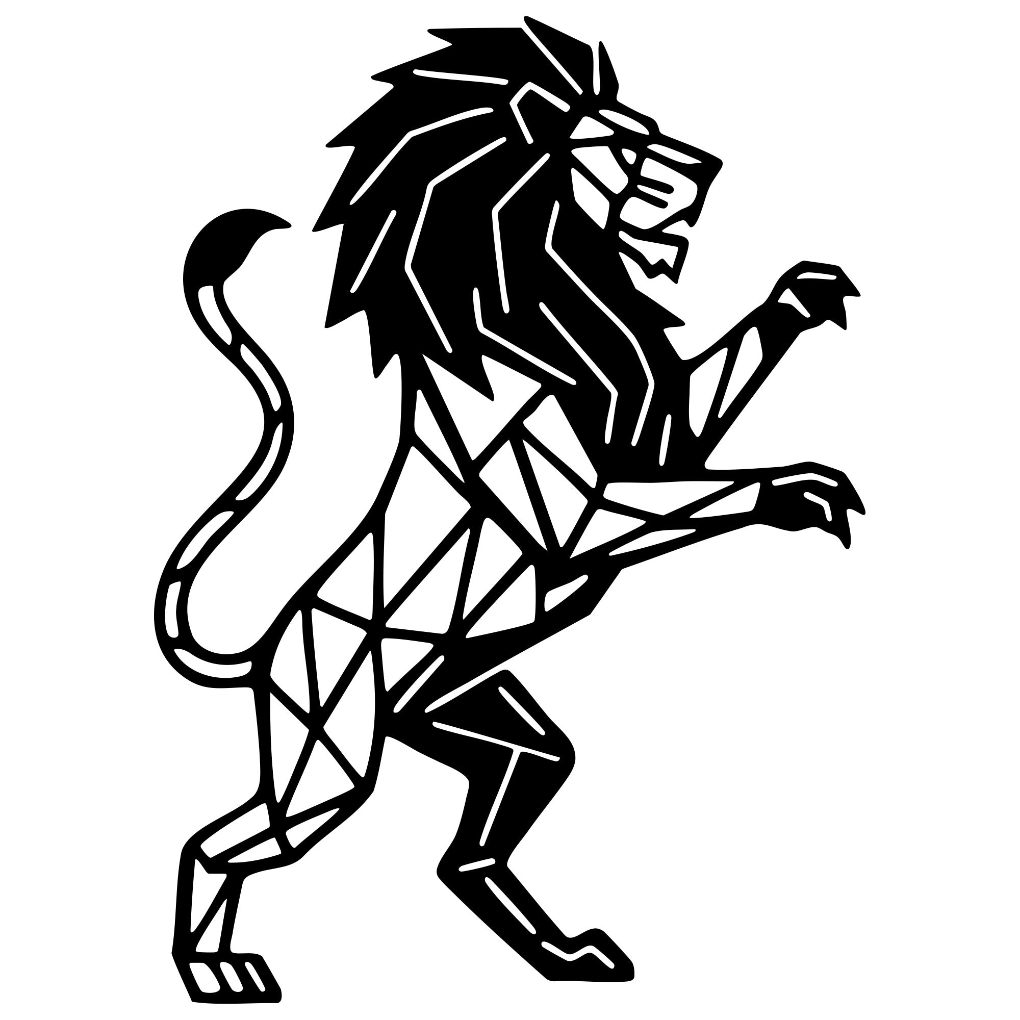 Geometric Lion DXF File – CNC Cutting Design | AWLION974