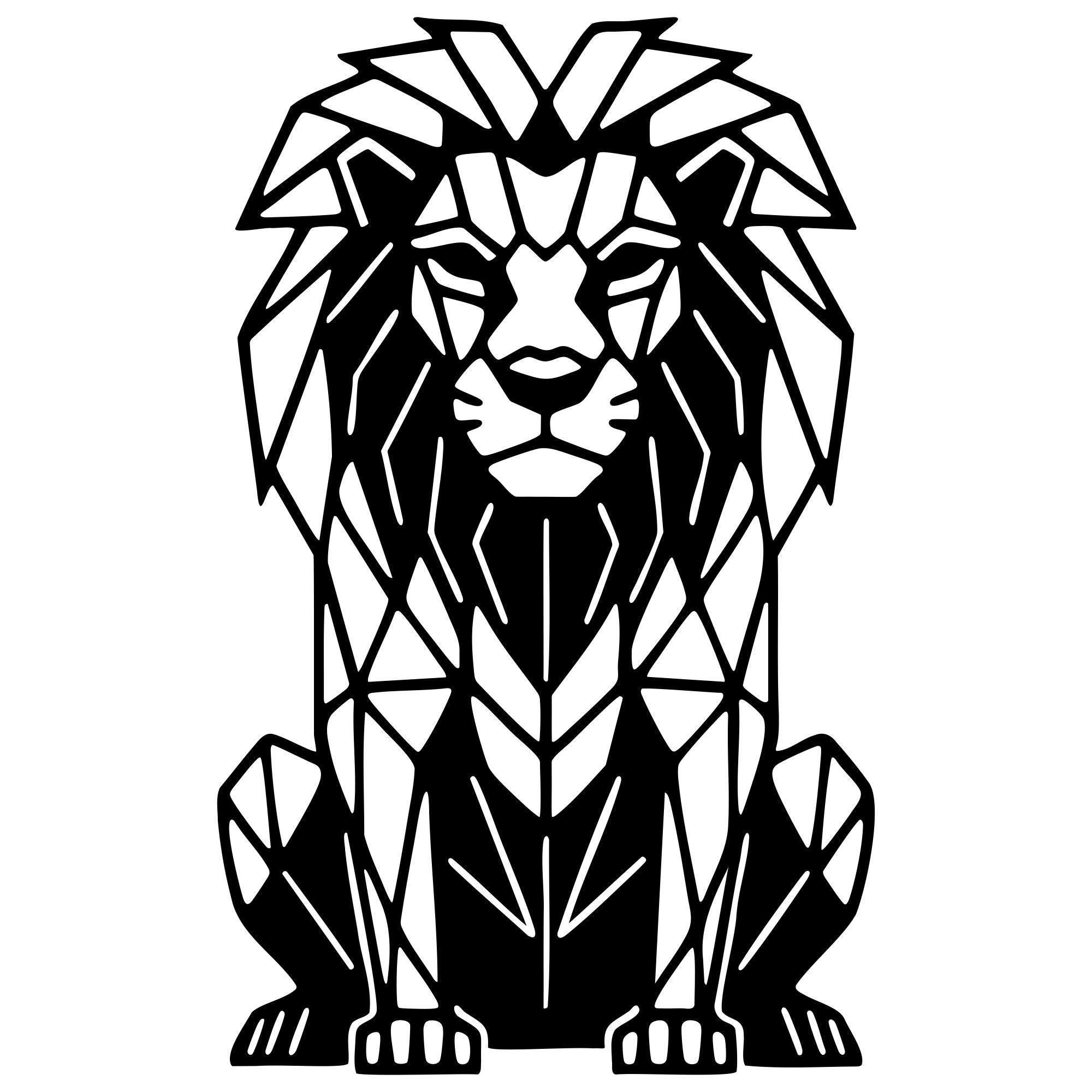 Geometric Lion DXF File – CNC Cutting Design | AWLION975