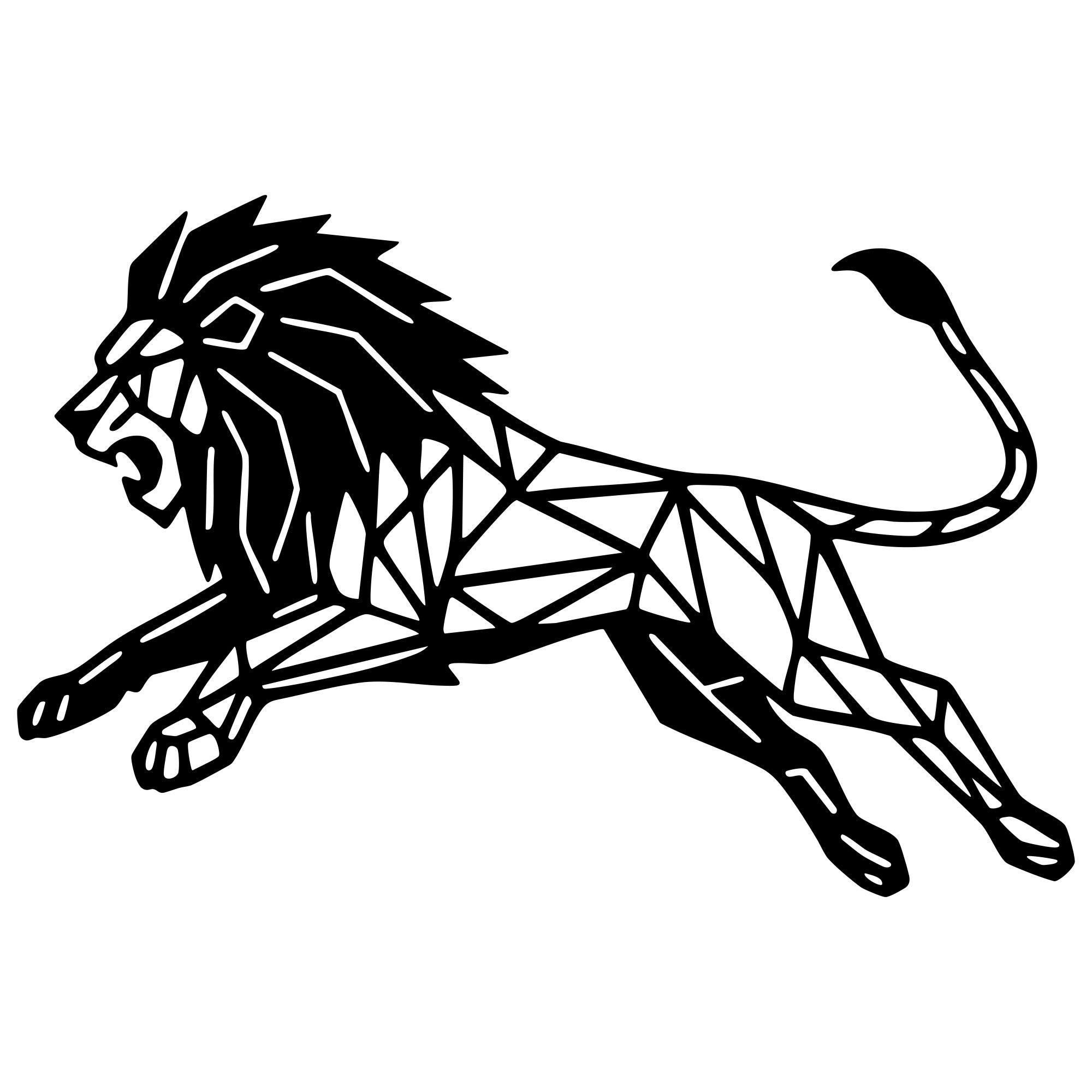 Geometric Lion DXF File – CNC Cutting Design | AWLION977