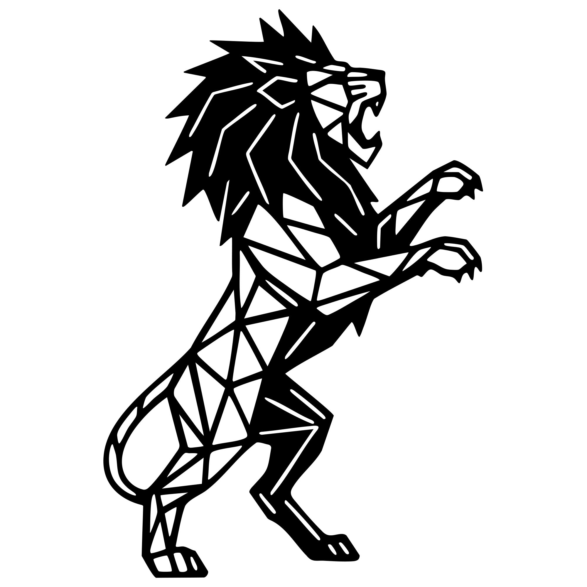 Geometric Lion DXF File – CNC Cutting Design | AWLION978