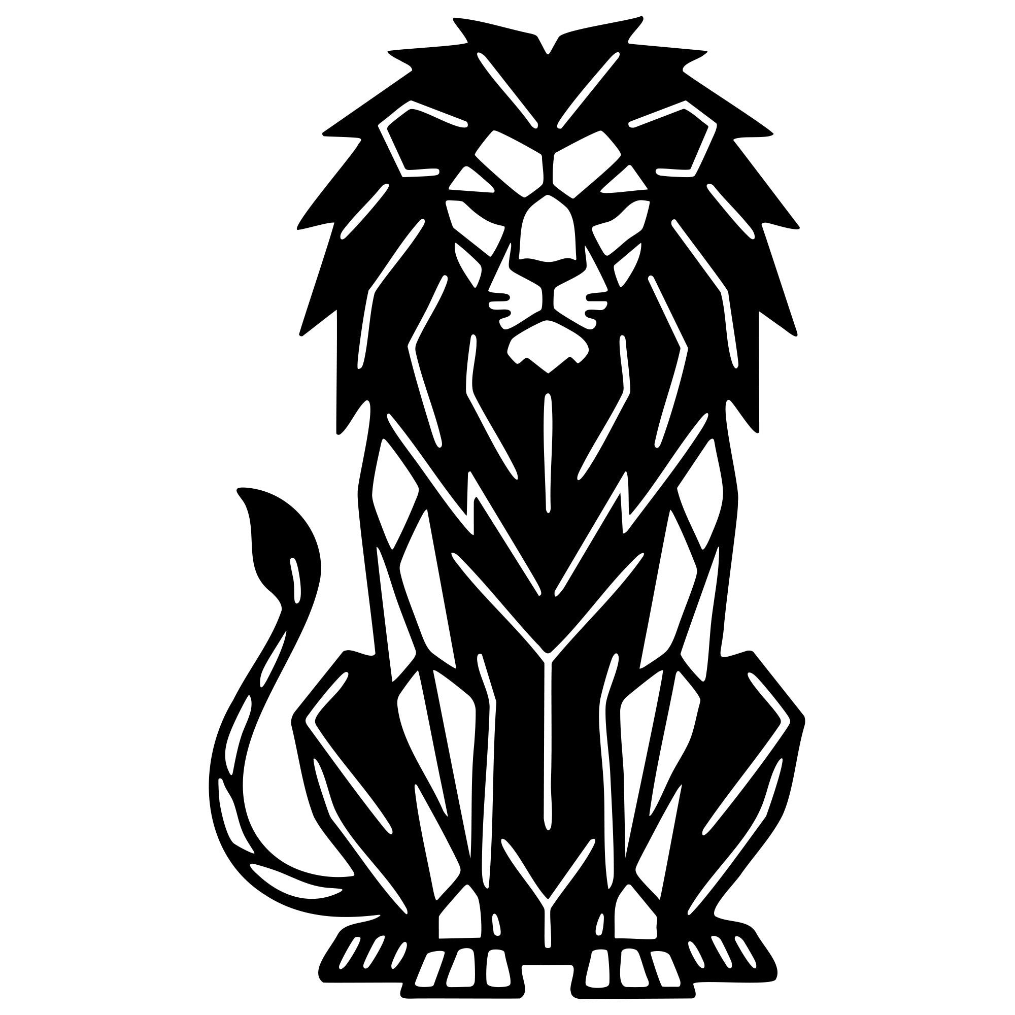 Geometric Lion DXF File – CNC Cutting Design | AWLION979