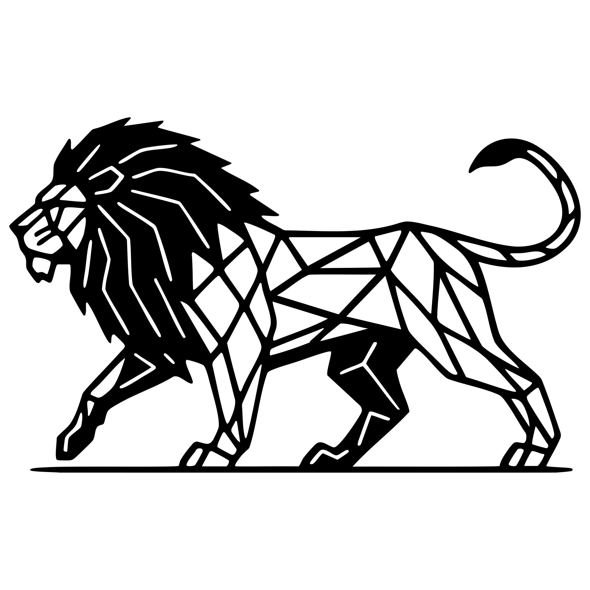 Geometric Lion DXF File – CNC Cutting Design | AWLION981