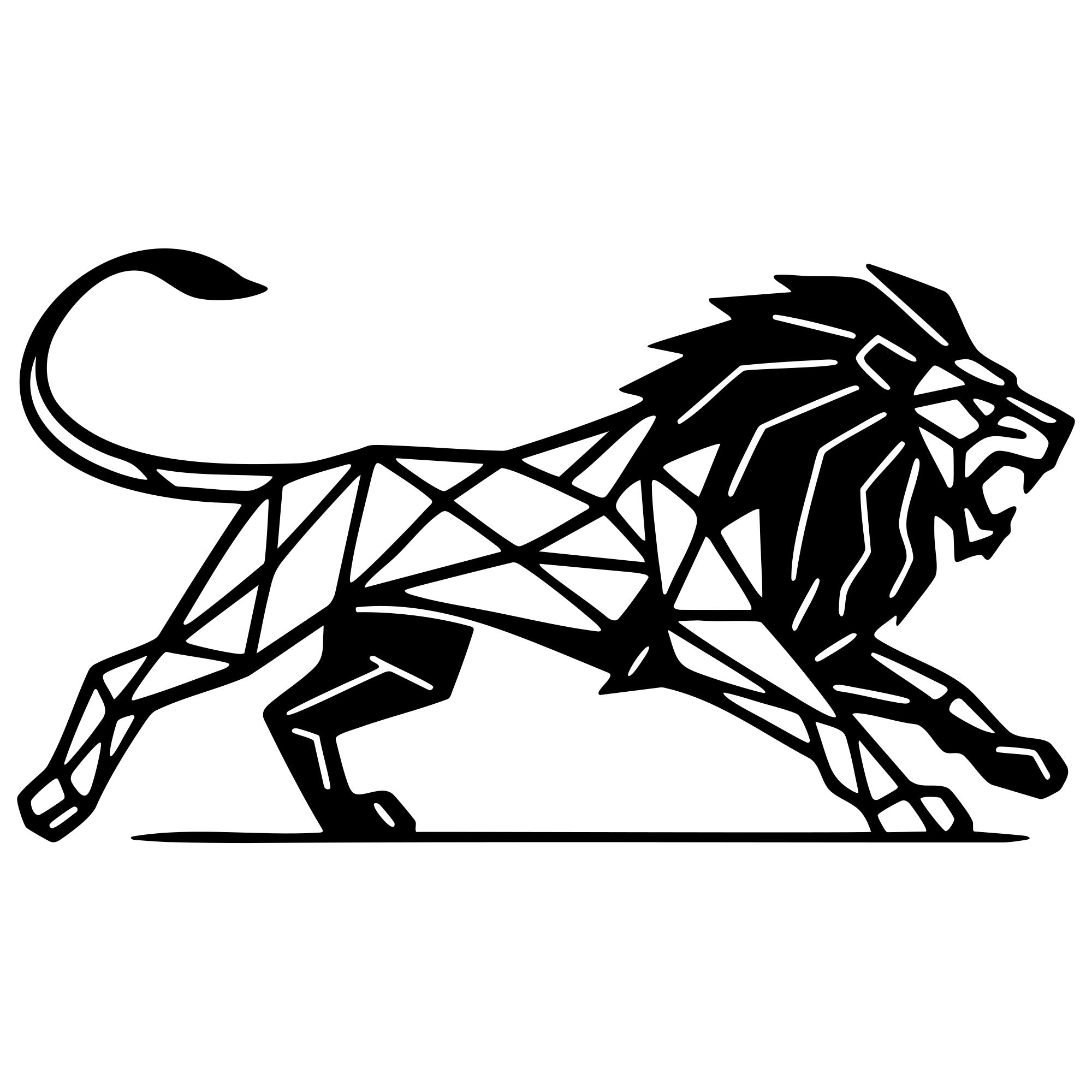 Geometric Lion DXF File – CNC Cutting Design | AWLION982