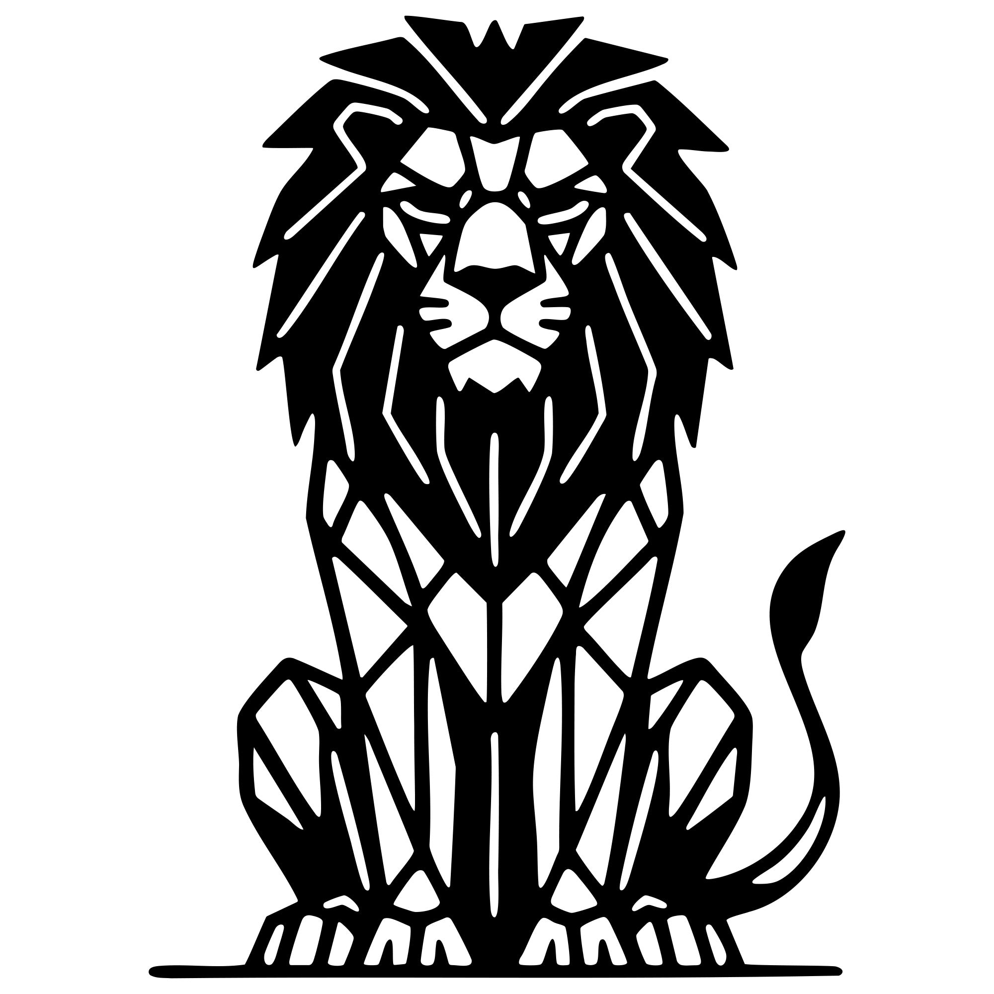 Geometric Lion DXF File – CNC Cutting Design | AWLION983