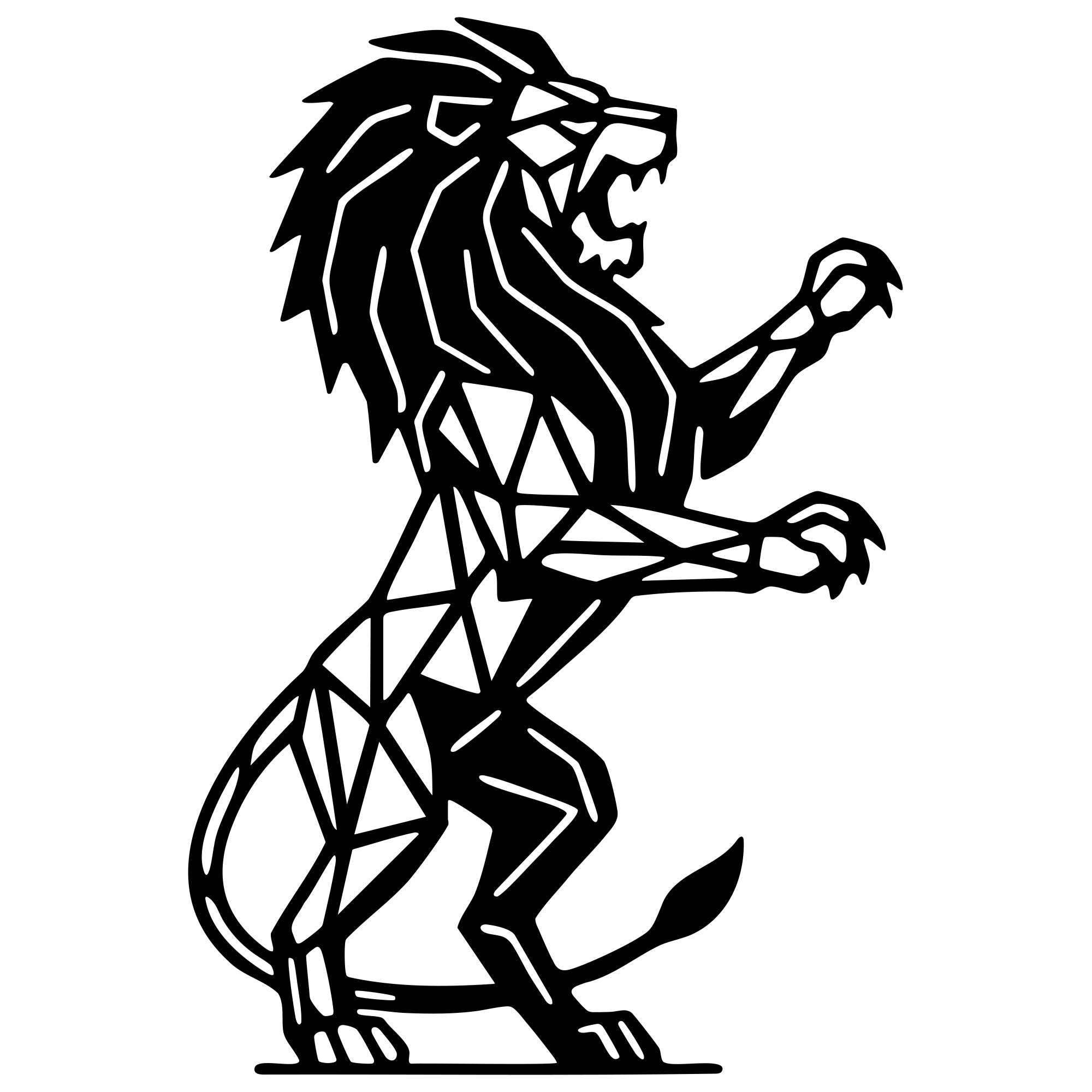 Geometric Lion DXF File – CNC Cutting Design | AWLION984