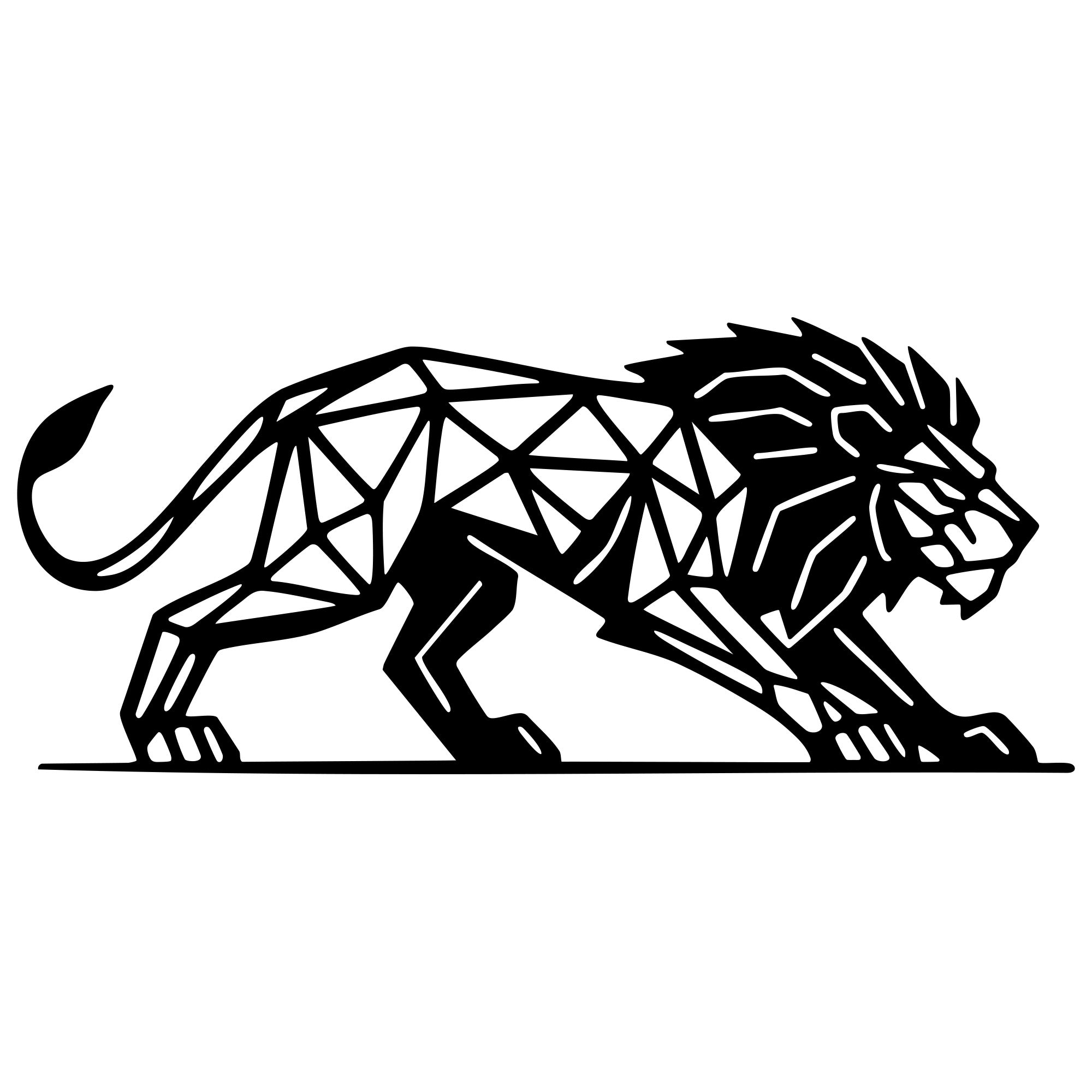 Geometric Lion DXF File – CNC Cutting Design | AWLION985