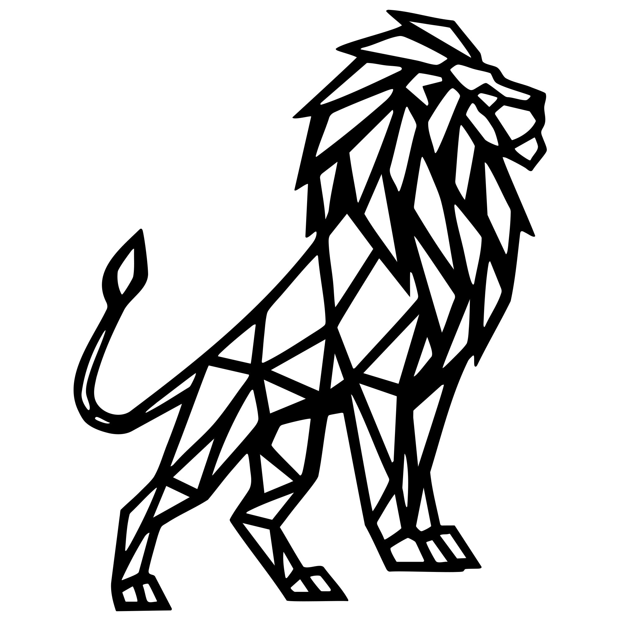 Geometric Lion DXF File – CNC Cutting Design | AWLION986