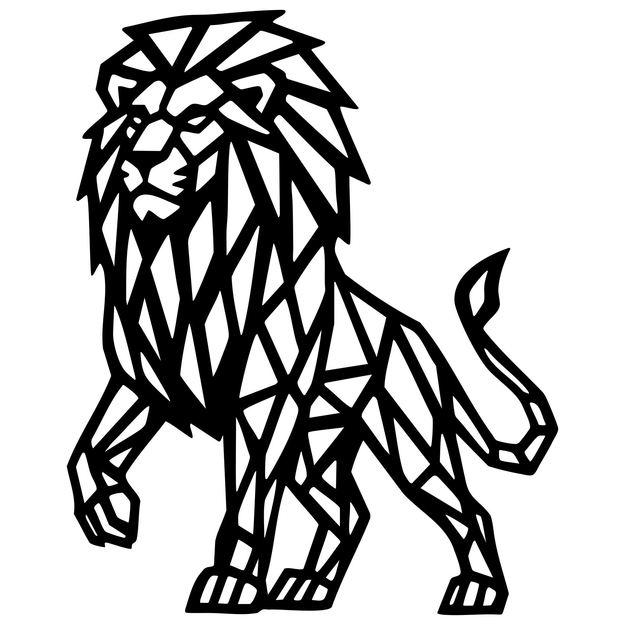 Geometric Lion DXF File – CNC Cutting Design | AWLION987