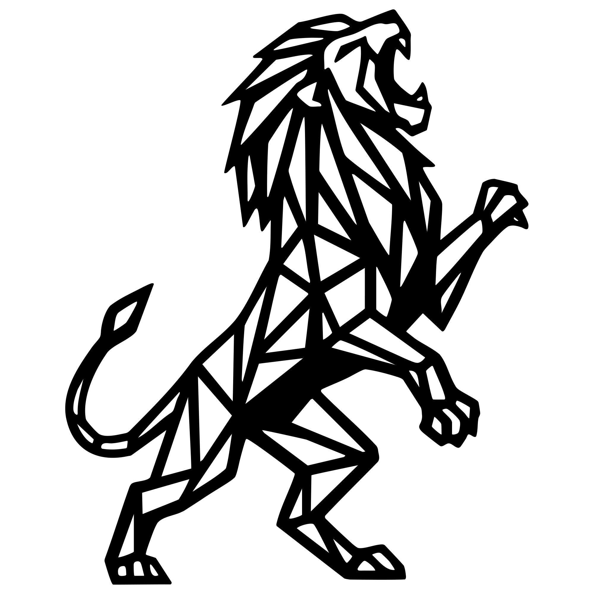 Geometric Lion DXF File – CNC Cutting Design | AWLION989