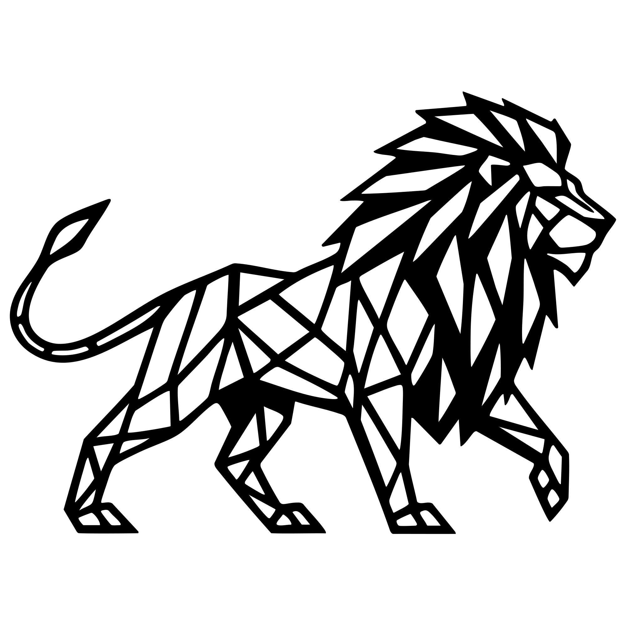 Geometric Lion DXF File – CNC Cutting Design | AWLION991