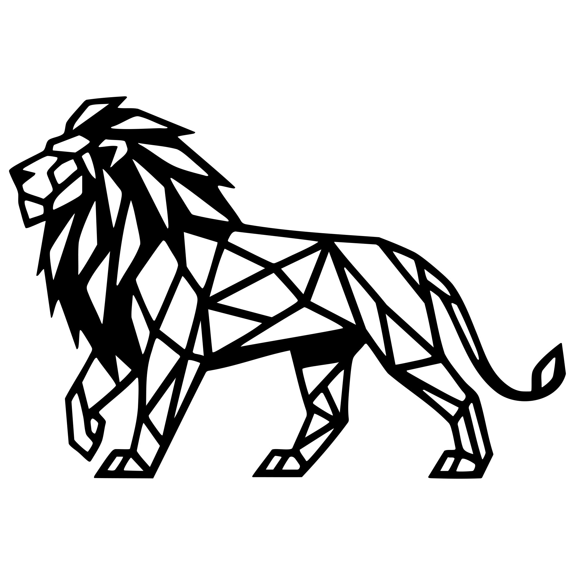 Geometric Lion DXF File – CNC Cutting Design | AWLION992