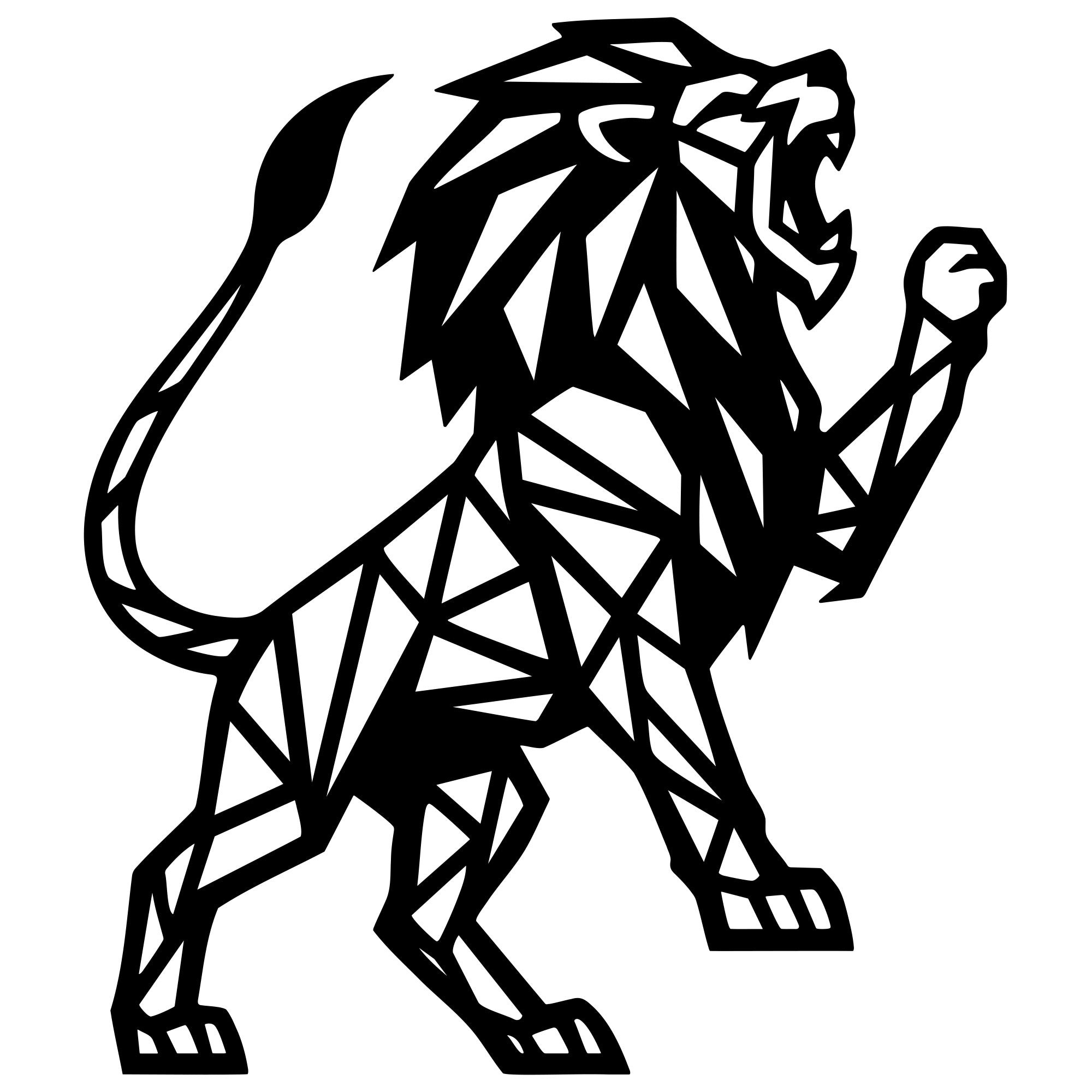 Geometric Lion DXF File – CNC Cutting Design | AWLION996