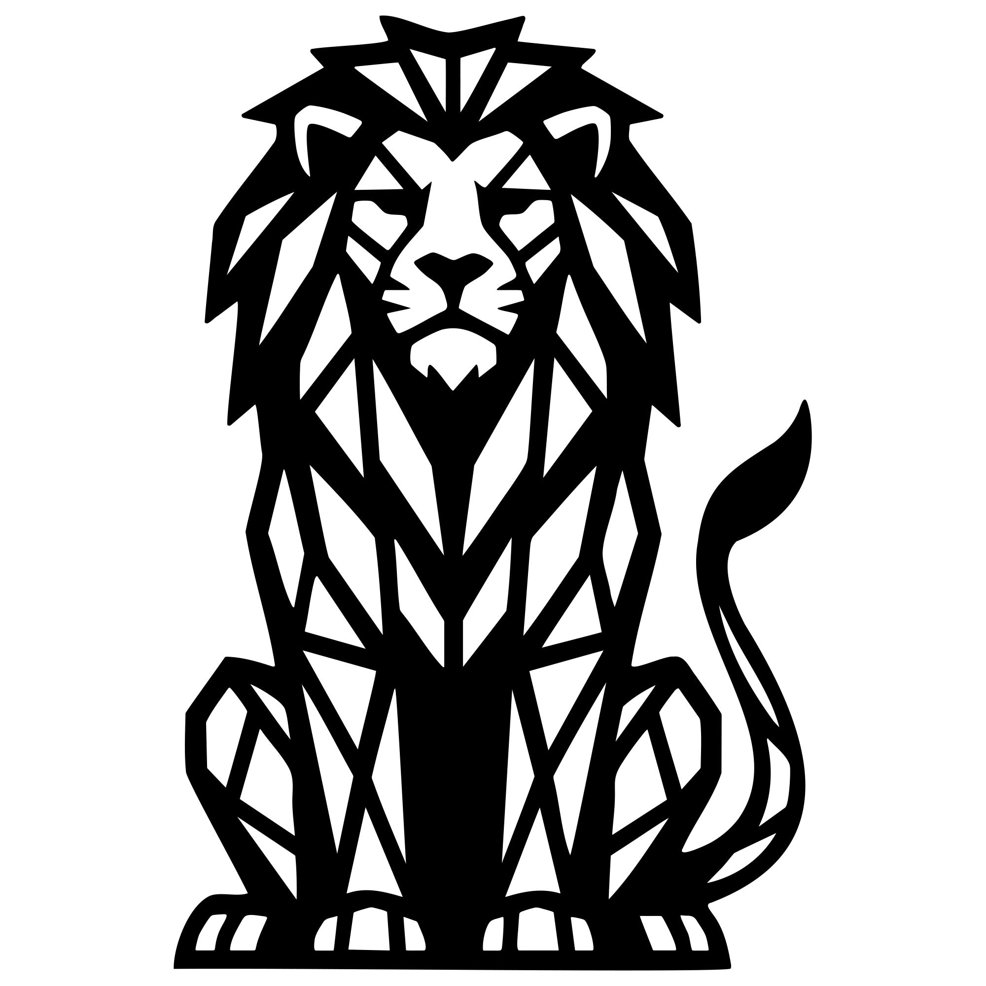 Geometric Lion DXF File – CNC Cutting Design | AWLION997