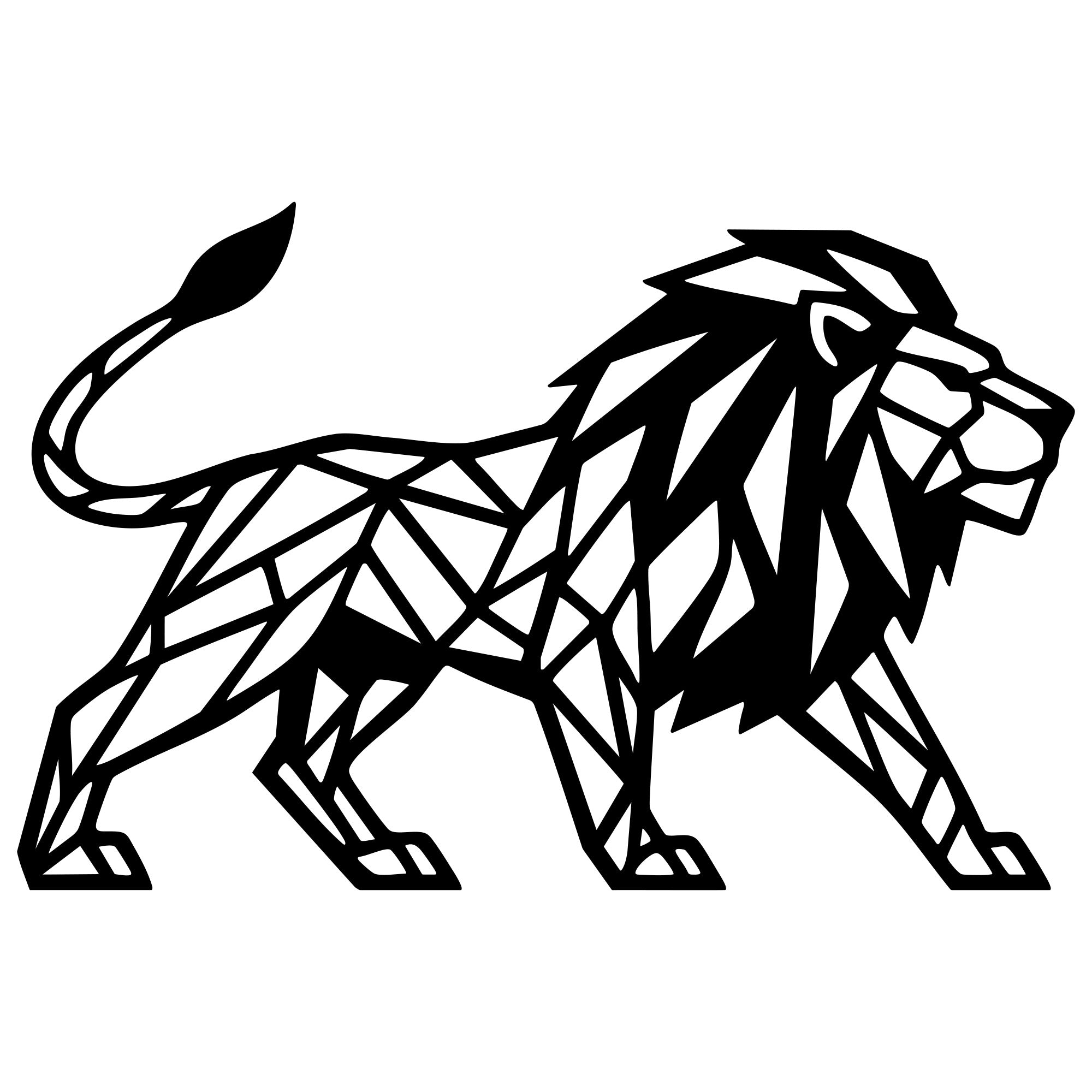 Geometric Lion DXF File – CNC Cutting Design | AWLION998