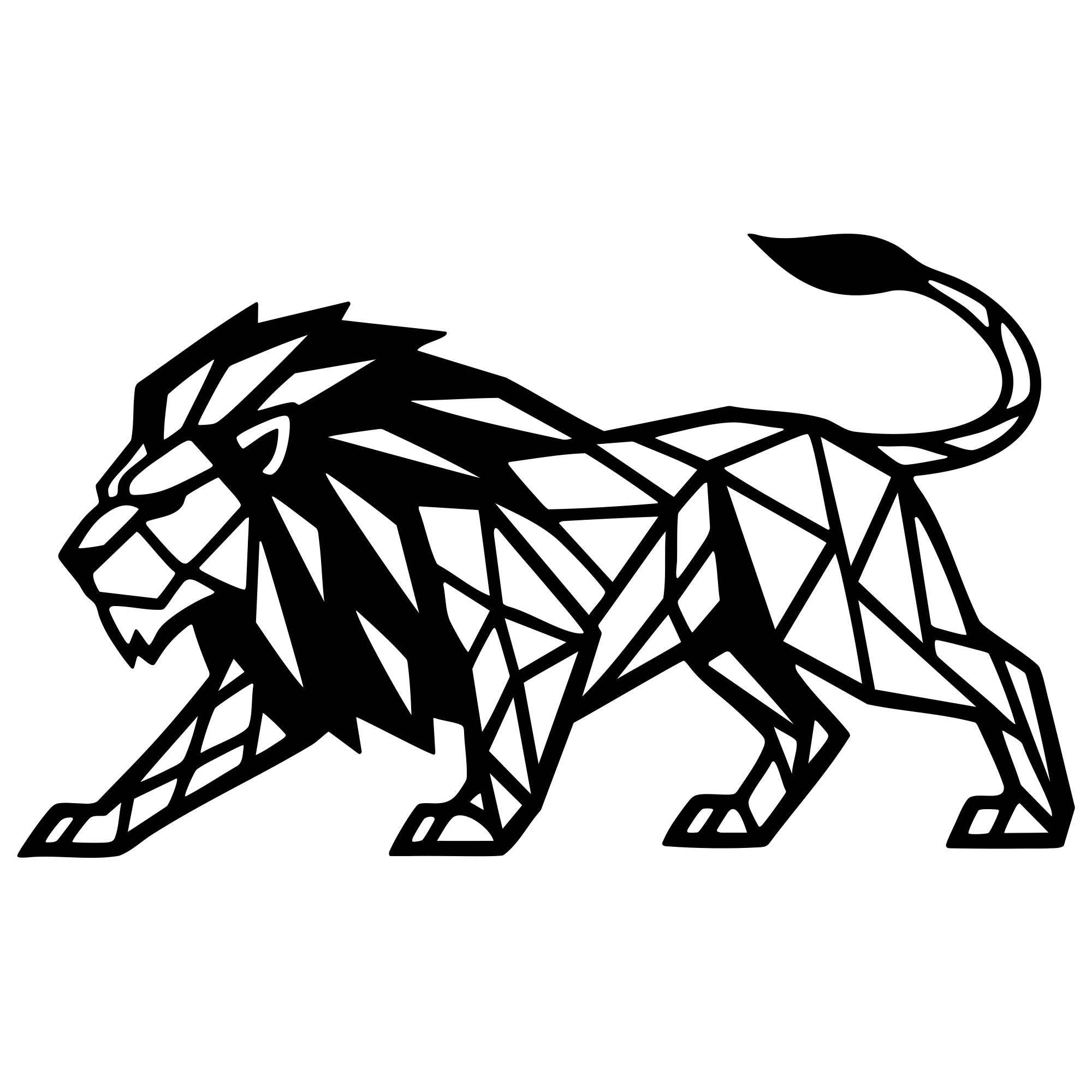 Geometric Lion DXF File – CNC Cutting Design | AWLION999