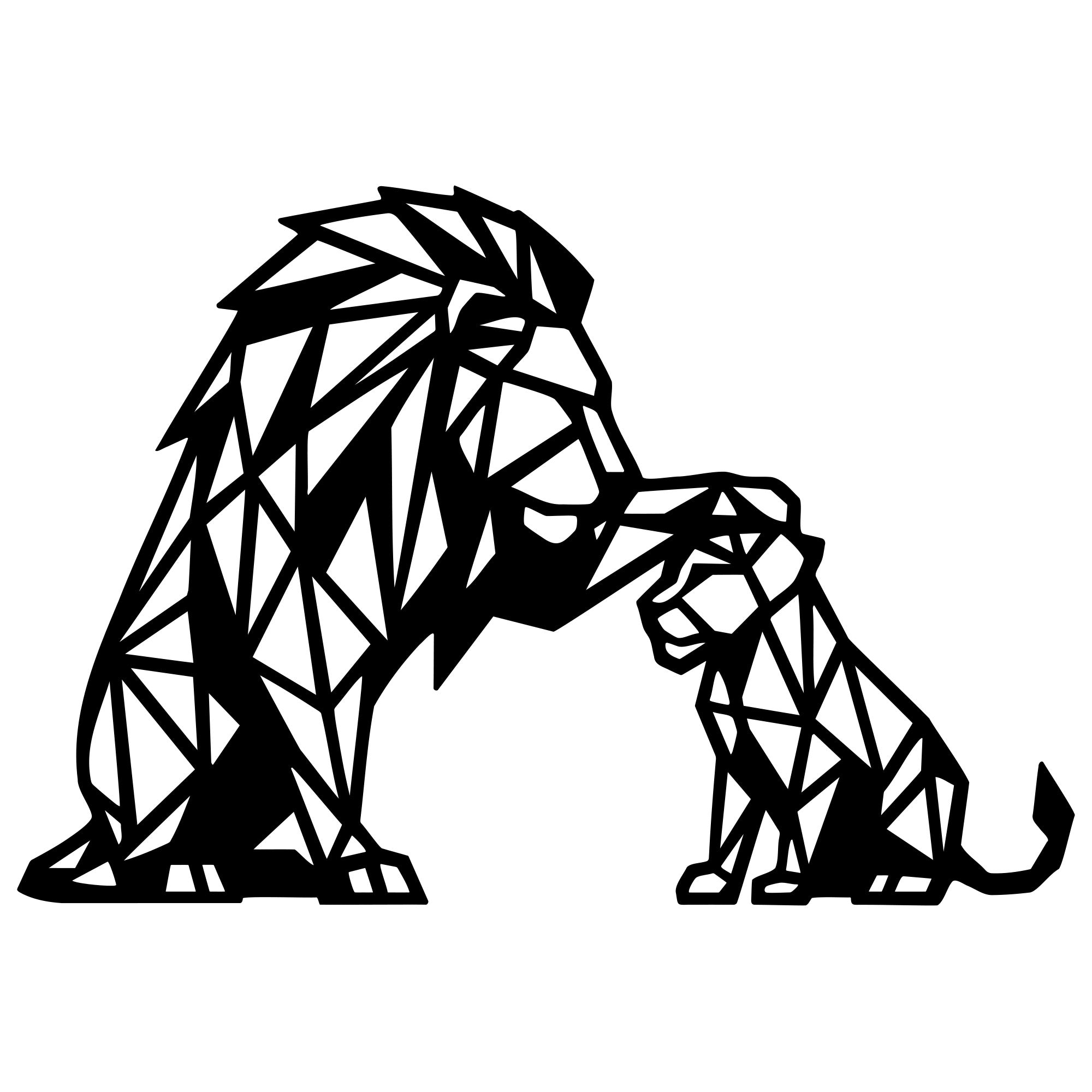 Geometric Lion Family DXF File – CNC Cutting Design | AWLION1410