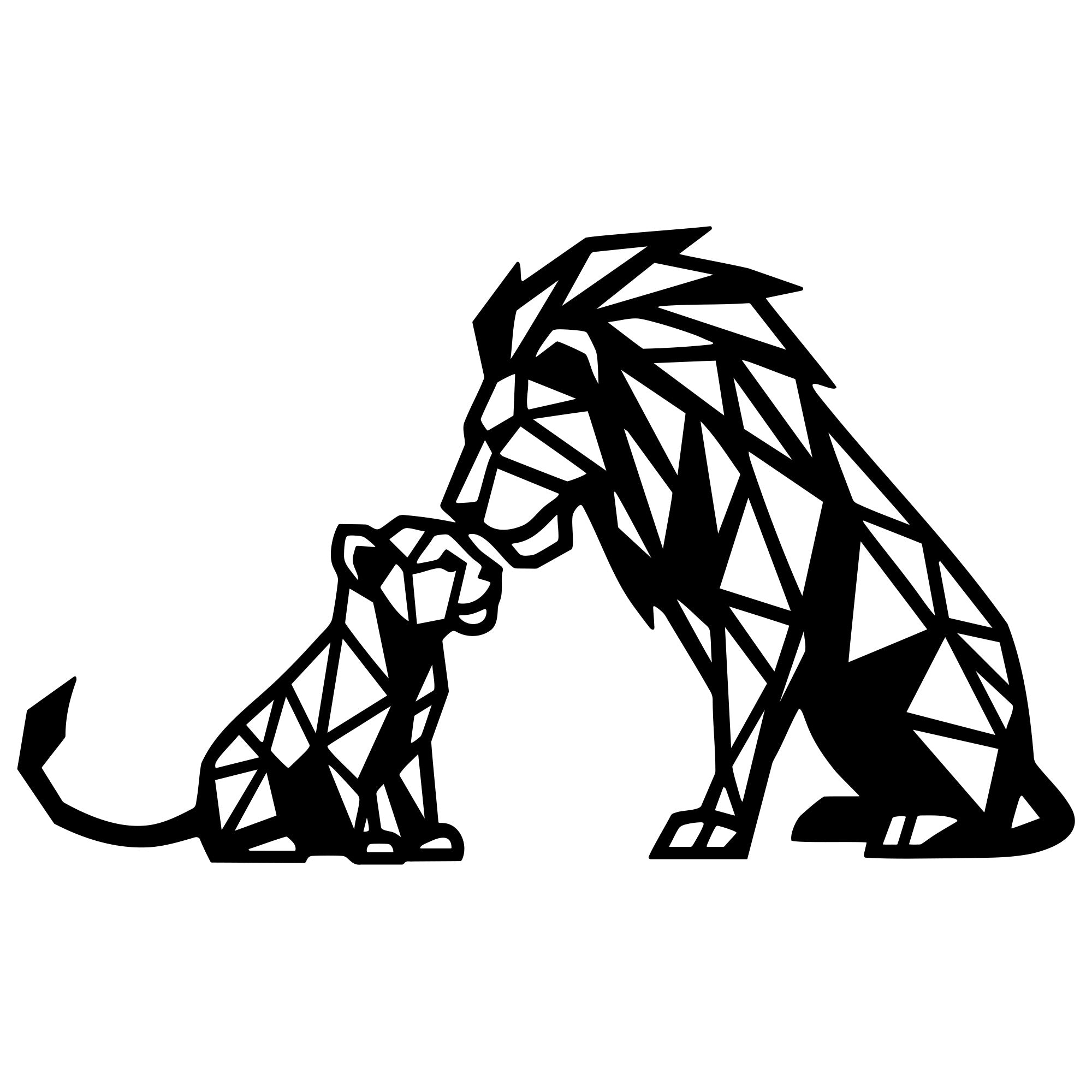 Geometric Lion Family DXF File – CNC Cutting Design | AWLION1411