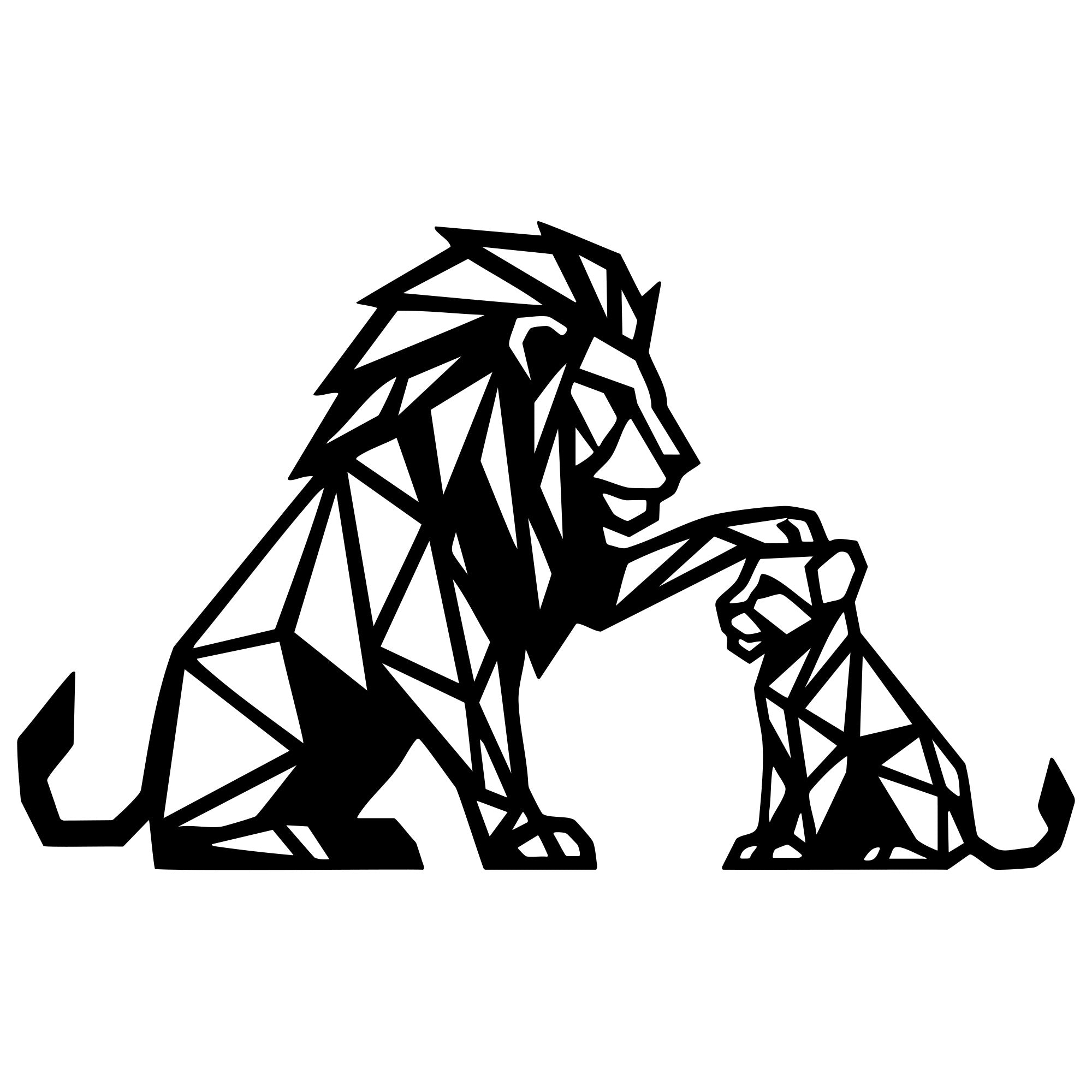 Geometric Lion Family DXF File – CNC Cutting Design | AWLION1413