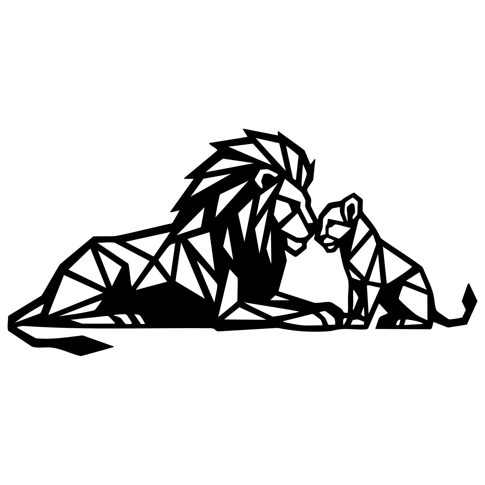 Geometric Lion Family DXF File – CNC Cutting Design | AWLION1414