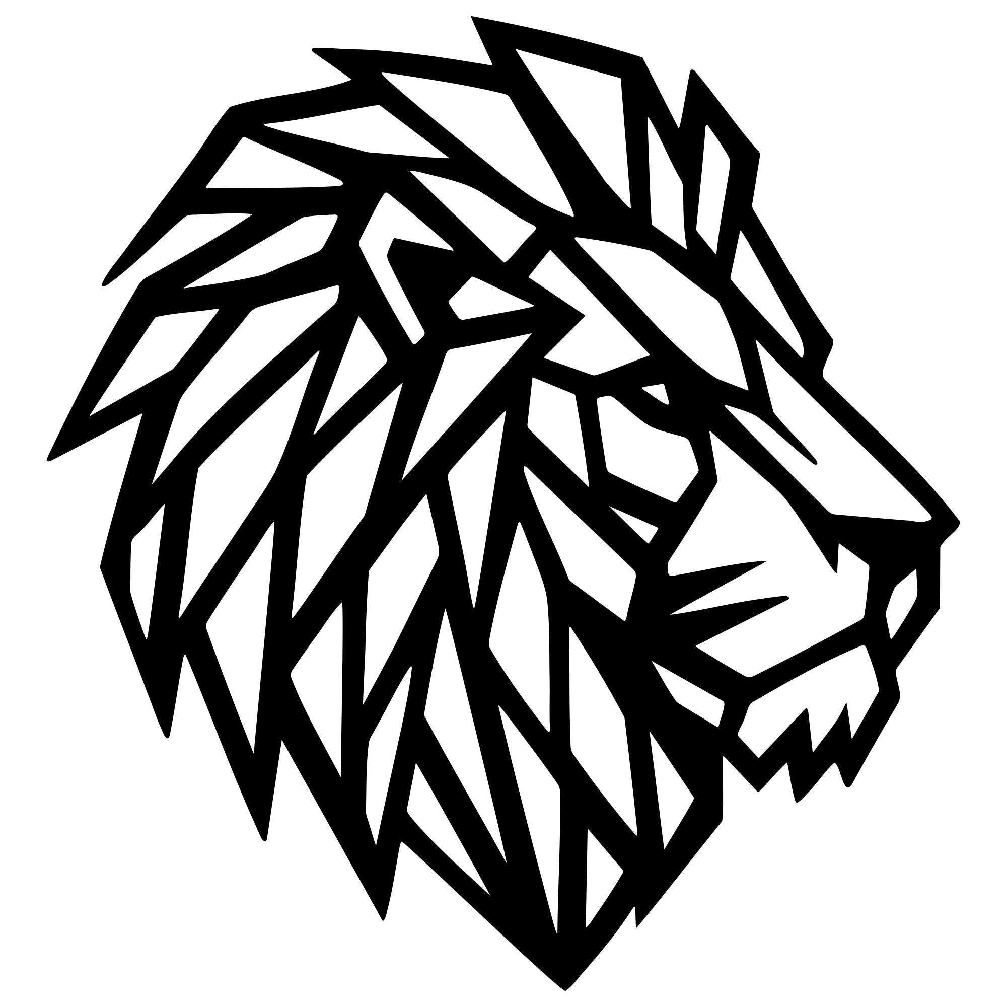 Geometric Lion Head DXF File – CNC Cutting Design | AWLION1098