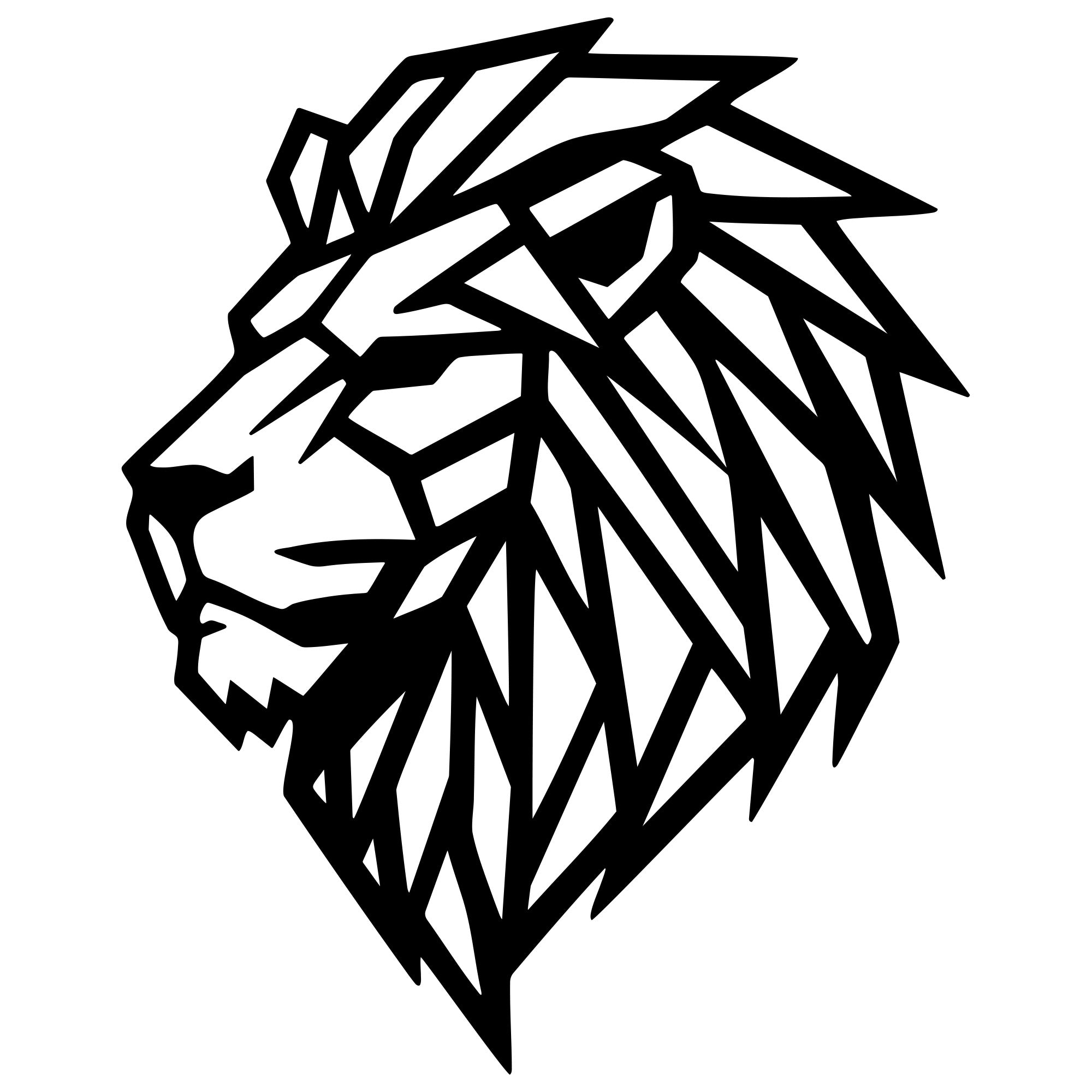 Geometric Lion Head DXF File – CNC Cutting Design | AWLION1099