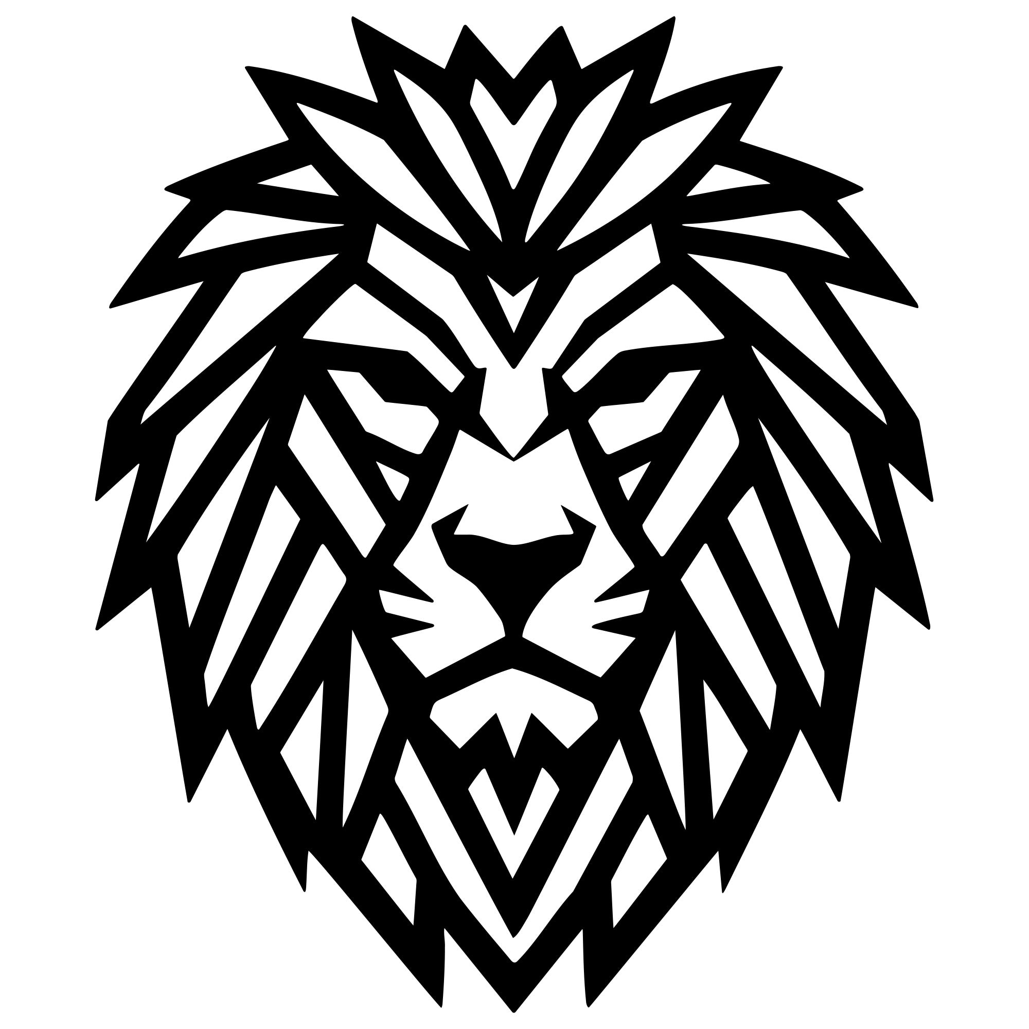 Geometric Lion Head DXF File – CNC Cutting Design | AWLION1100