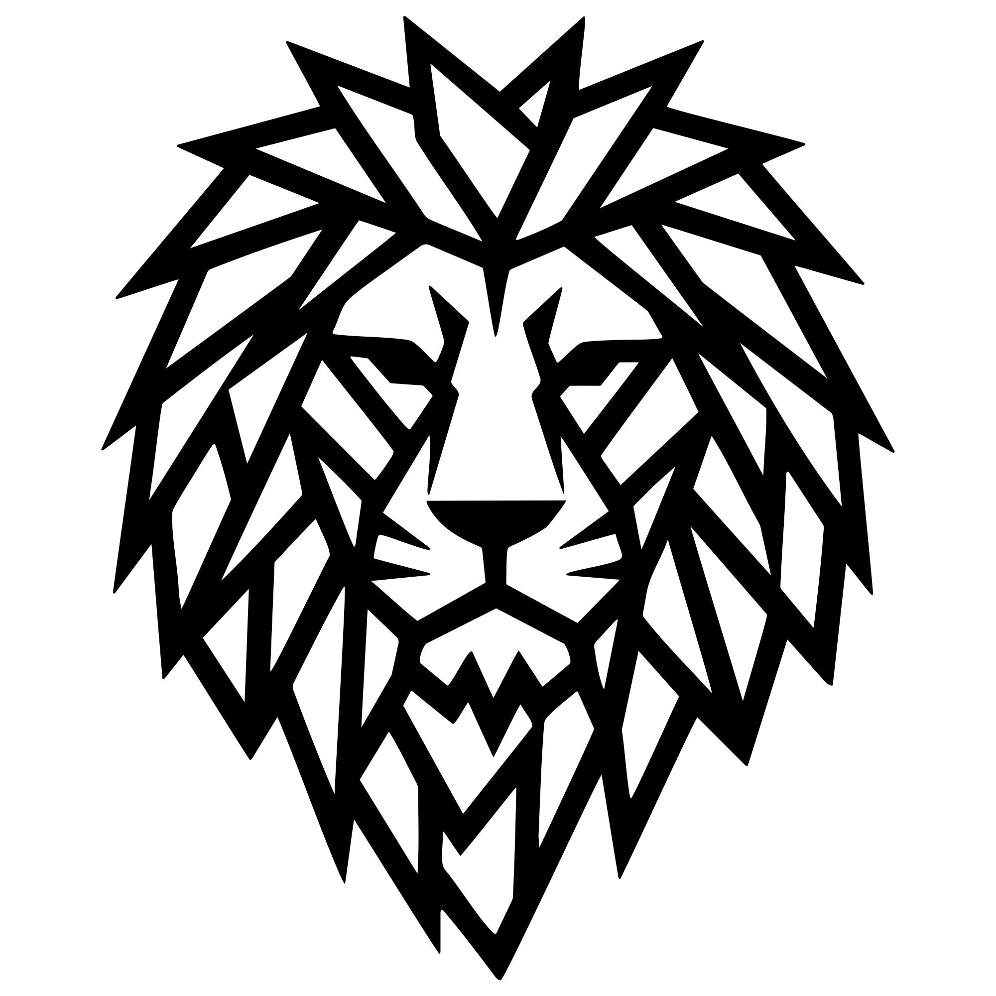 Geometric Lion Head DXF File – CNC Cutting Design | AWLION1101
