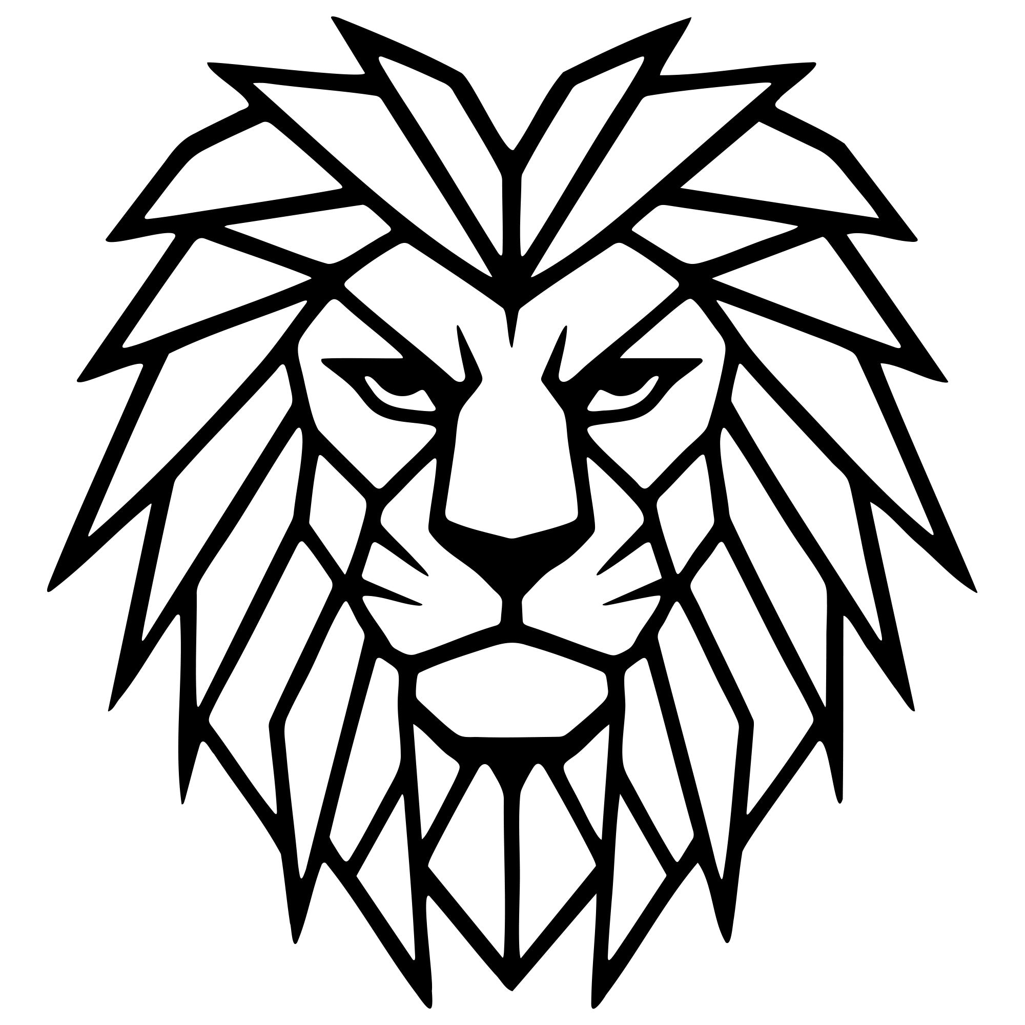 Geometric Lion Head DXF File – CNC Cutting Design | AWLION1102