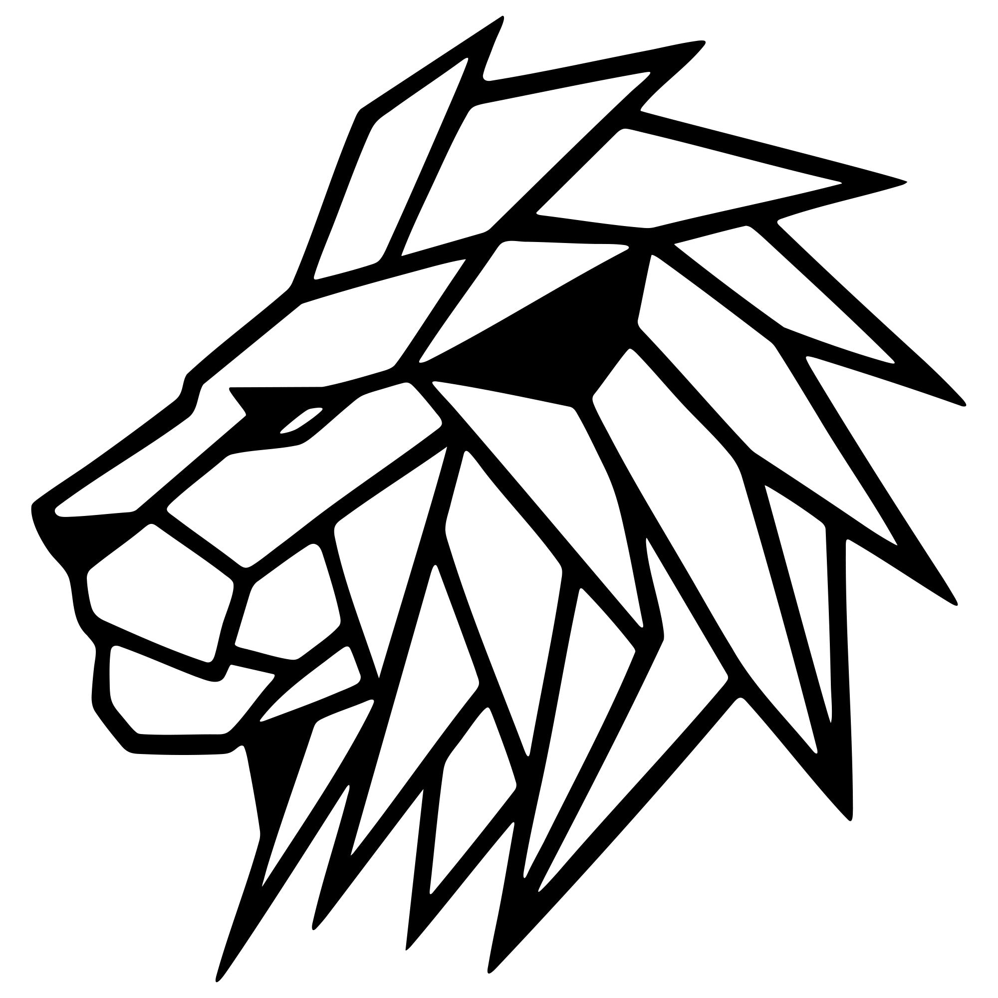 Geometric Lion Head DXF File – CNC Cutting Design | AWLION1103