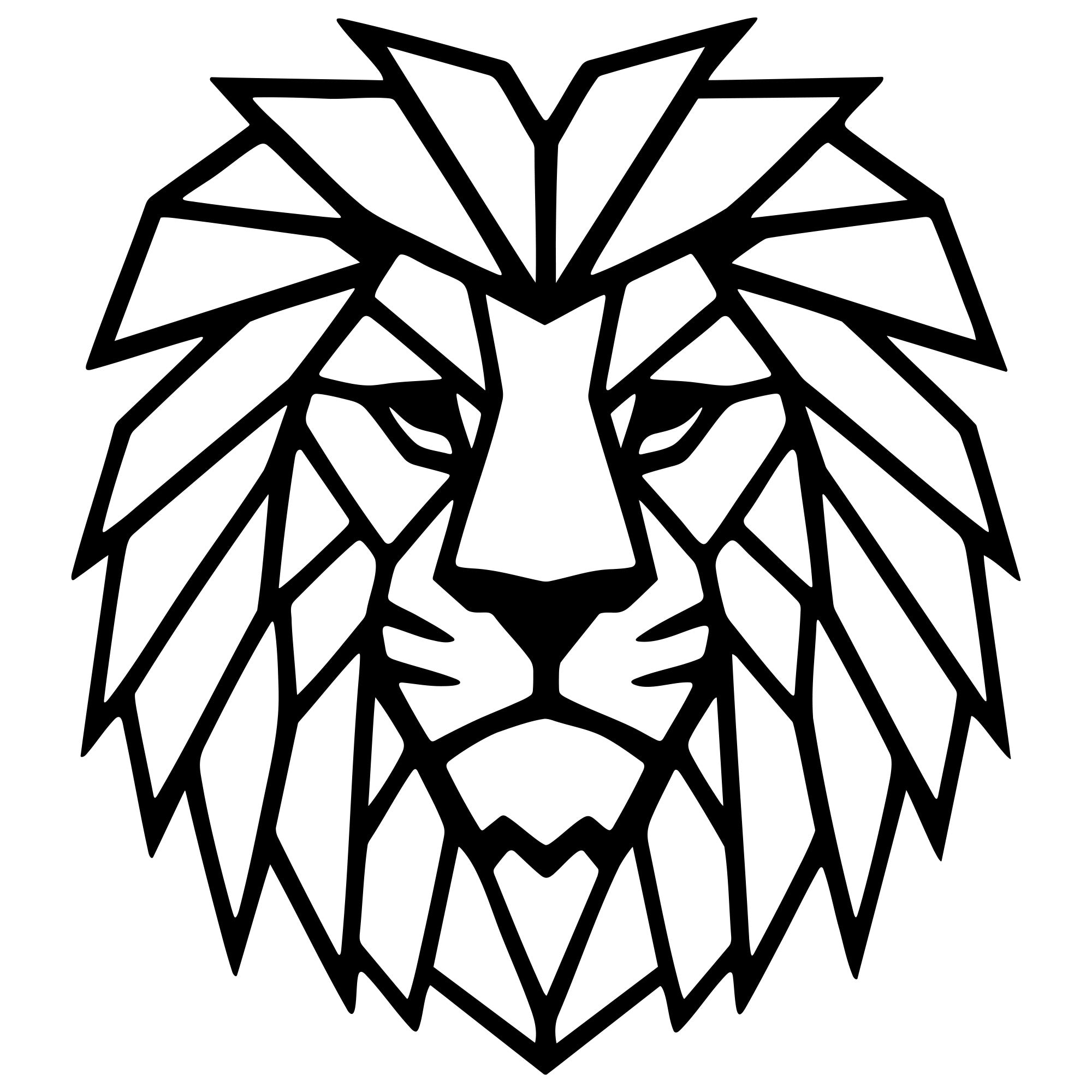 Geometric Lion Head DXF File – CNC Cutting Design | AWLION1105
