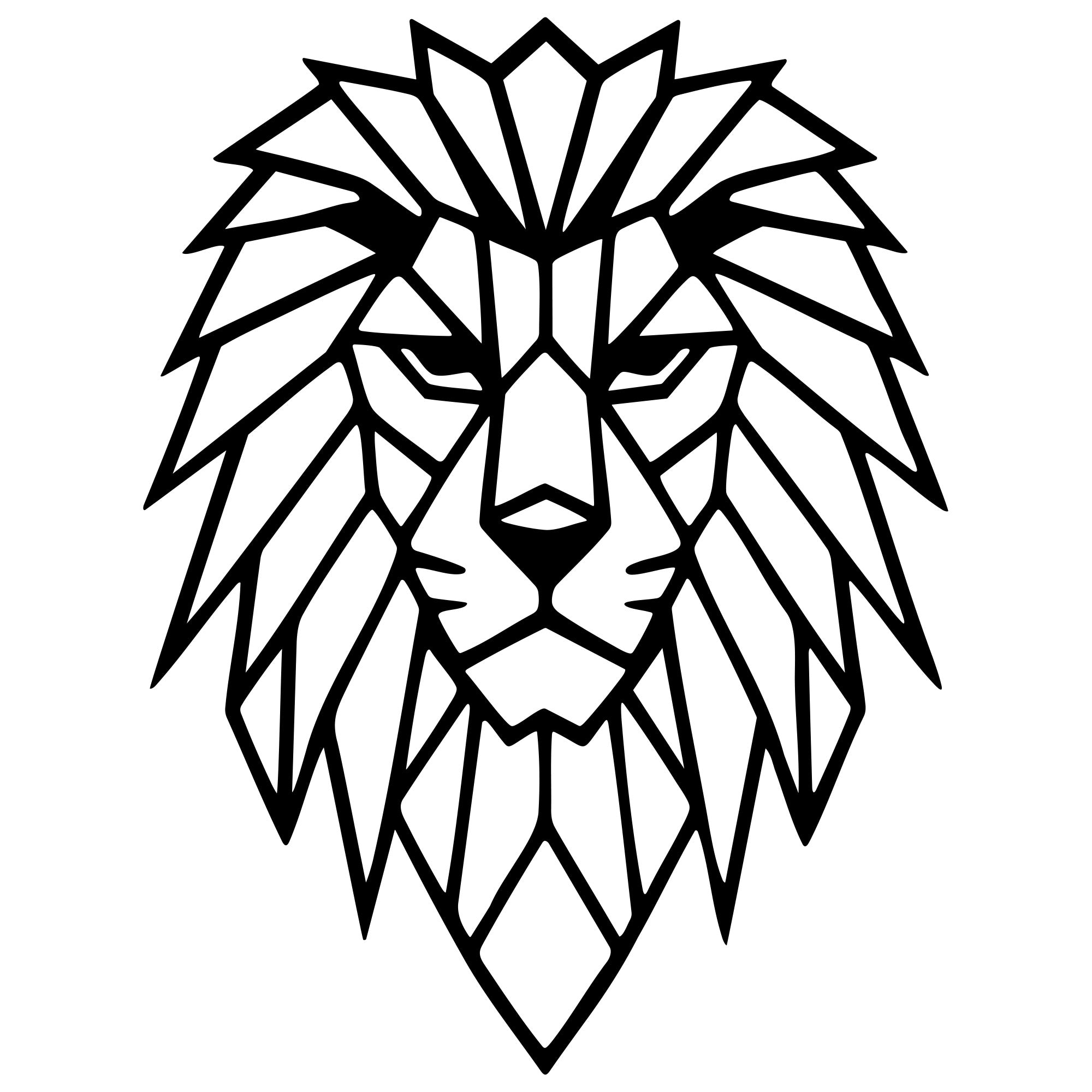 Geometric Lion Head DXF File – CNC Cutting Design | AWLION1106
