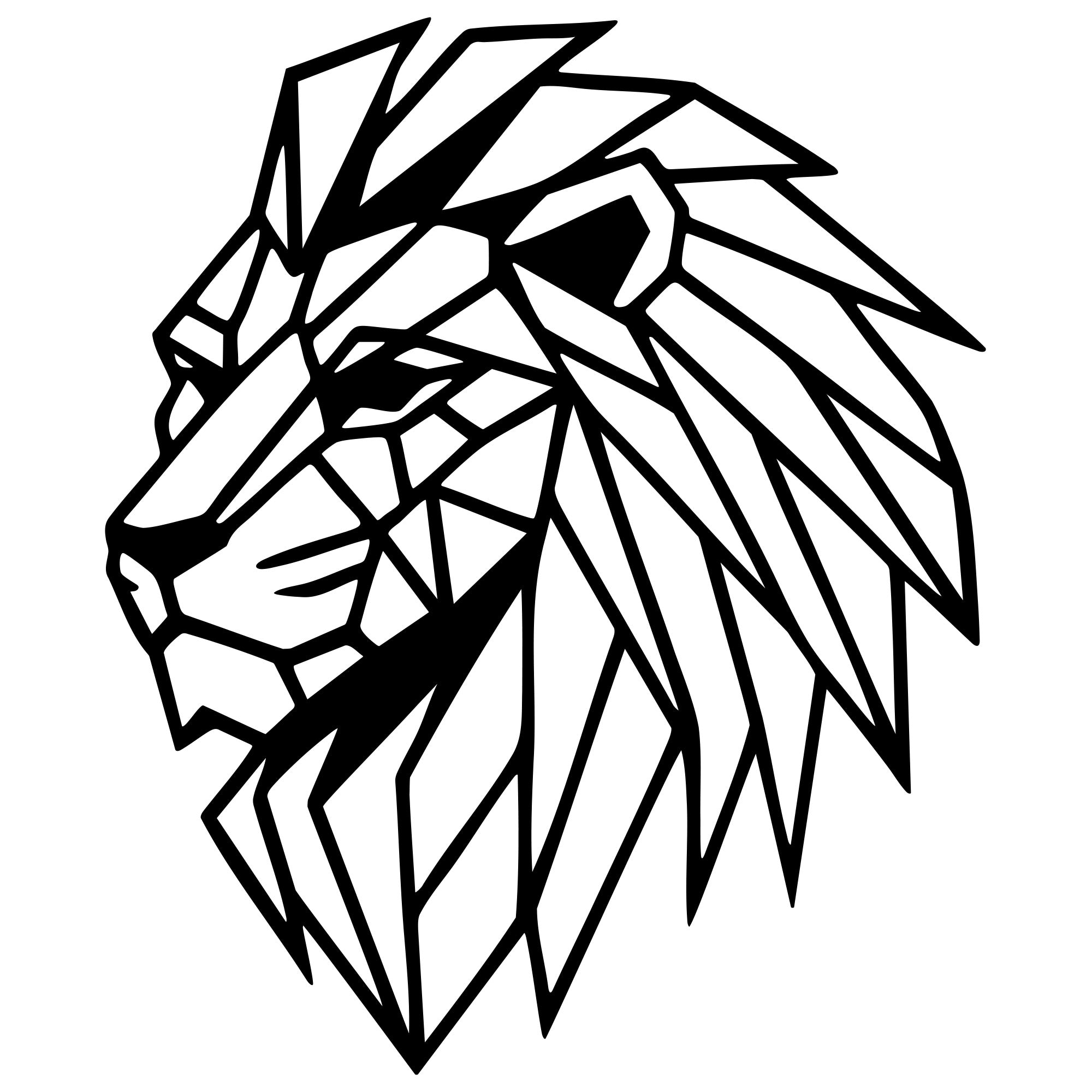 Geometric Lion Head DXF File – CNC Cutting Design | AWLION1109