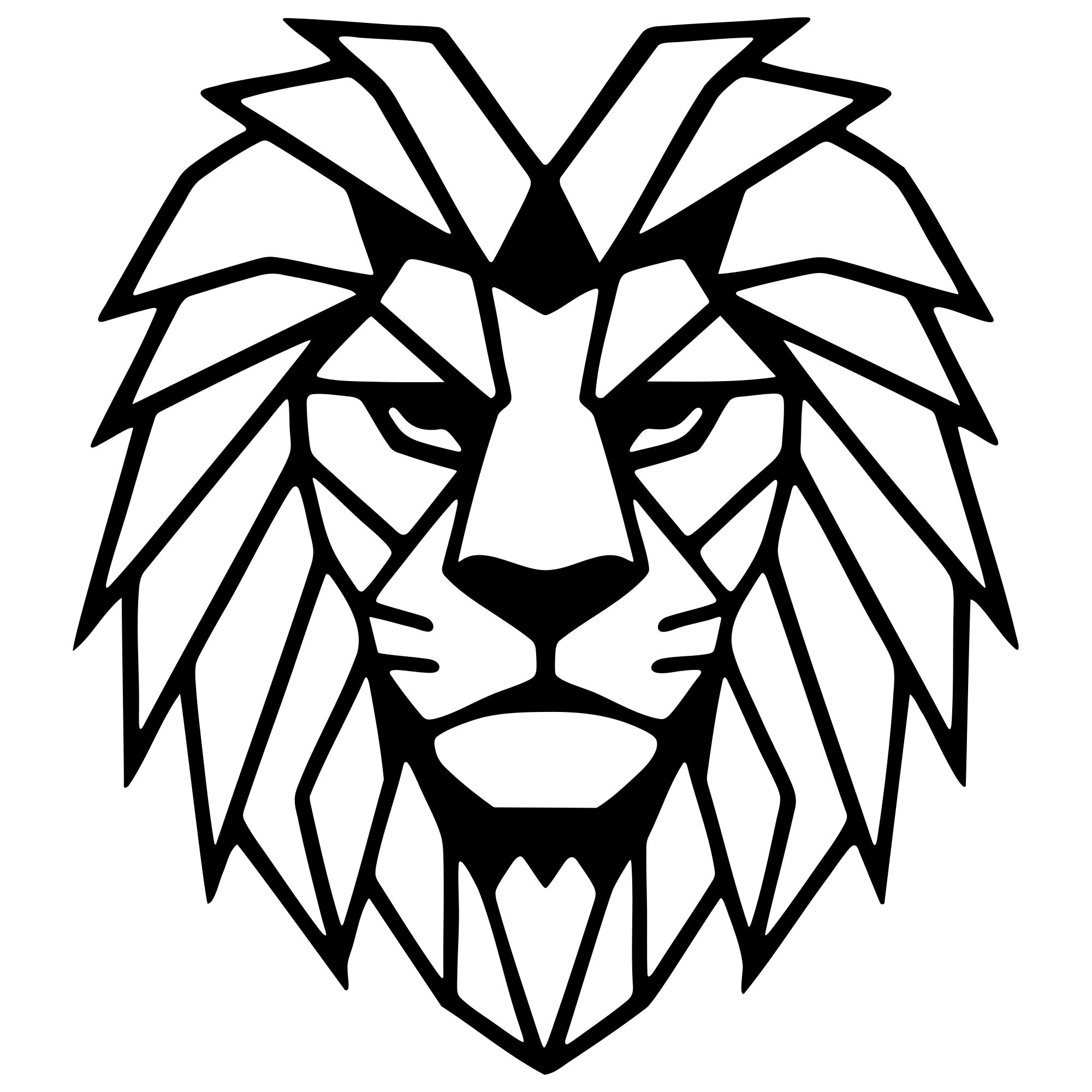 Geometric Lion Head DXF File – CNC Cutting Design | AWLION1112