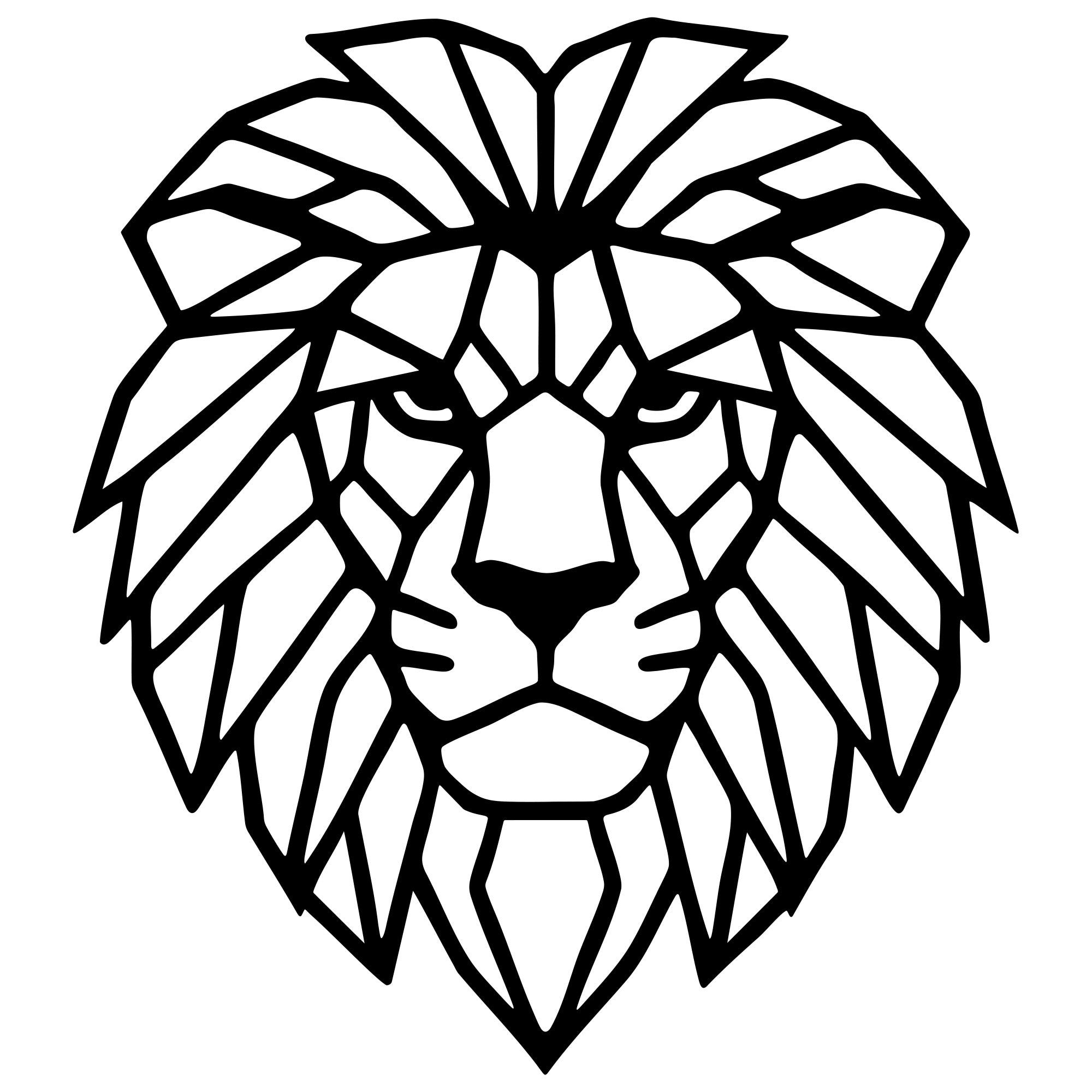 Geometric Lion Head DXF File – CNC Cutting Design | AWLION1117