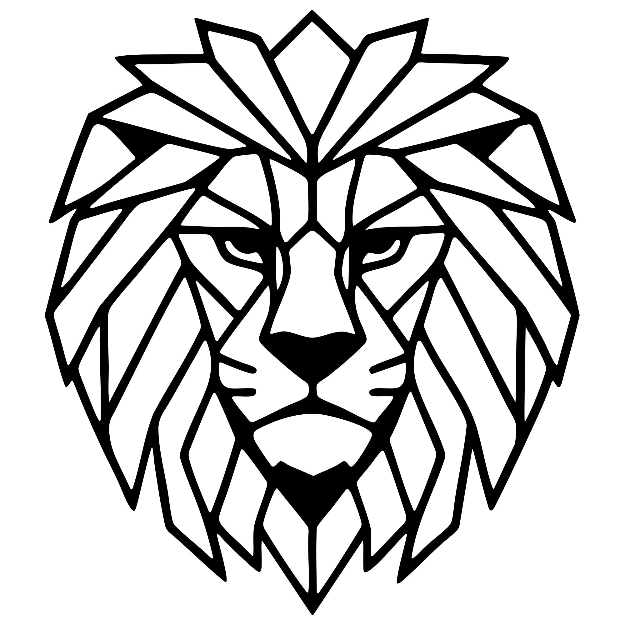 Geometric Lion Head DXF File – CNC Cutting Design | AWLION1118