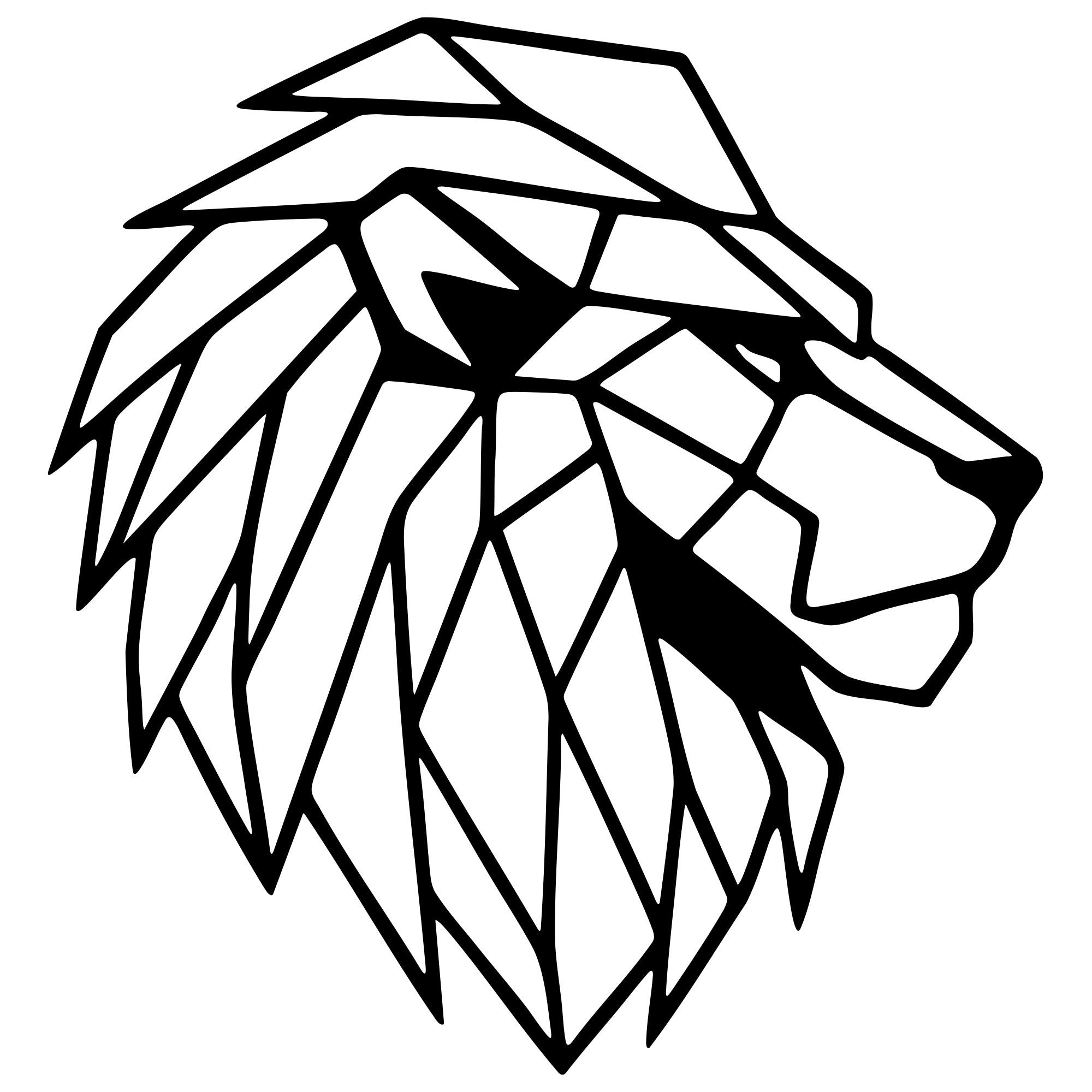 Geometric Lion Head DXF File – CNC Cutting Design | AWLION1119