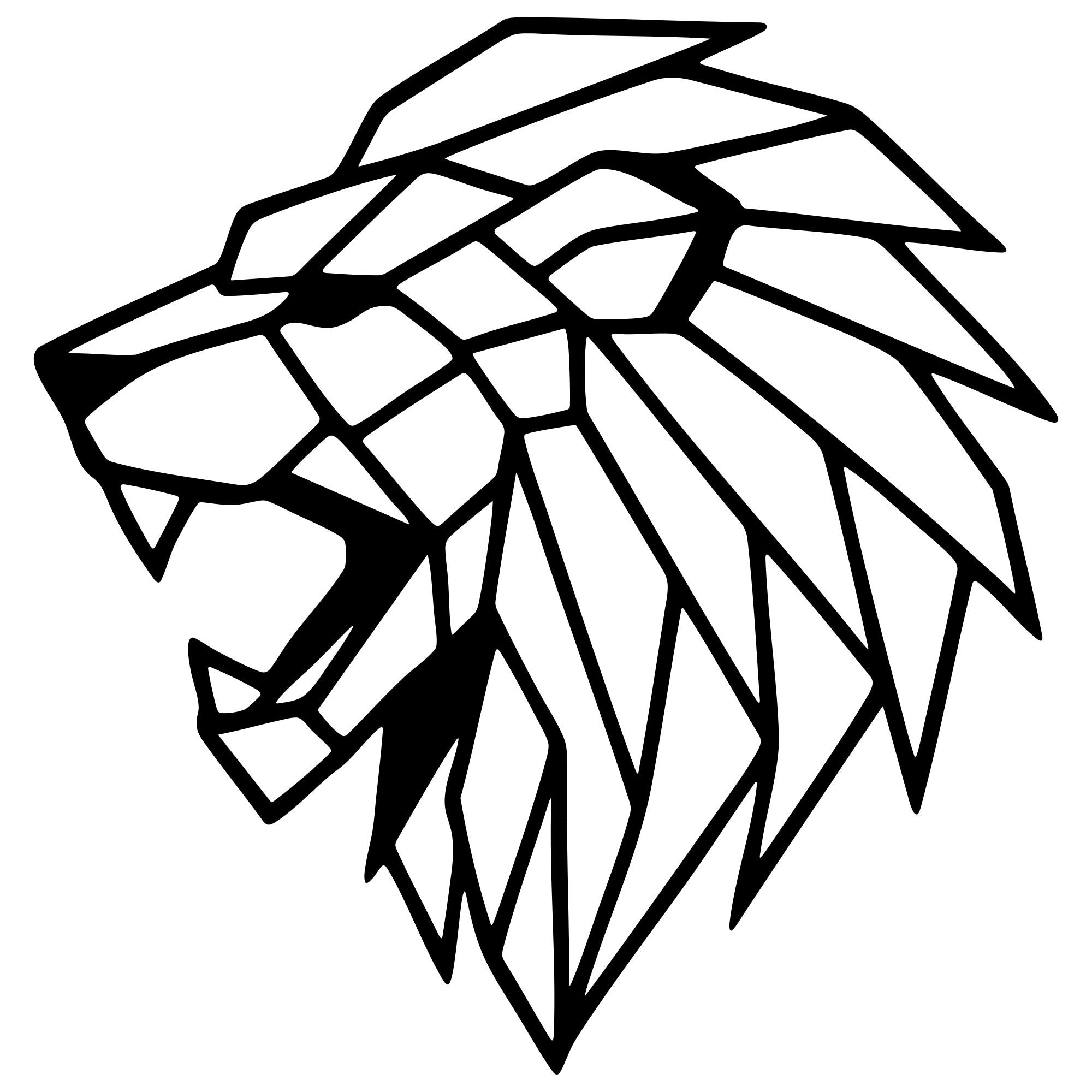 Geometric Lion Head DXF File – CNC Cutting Design | AWLION1120
