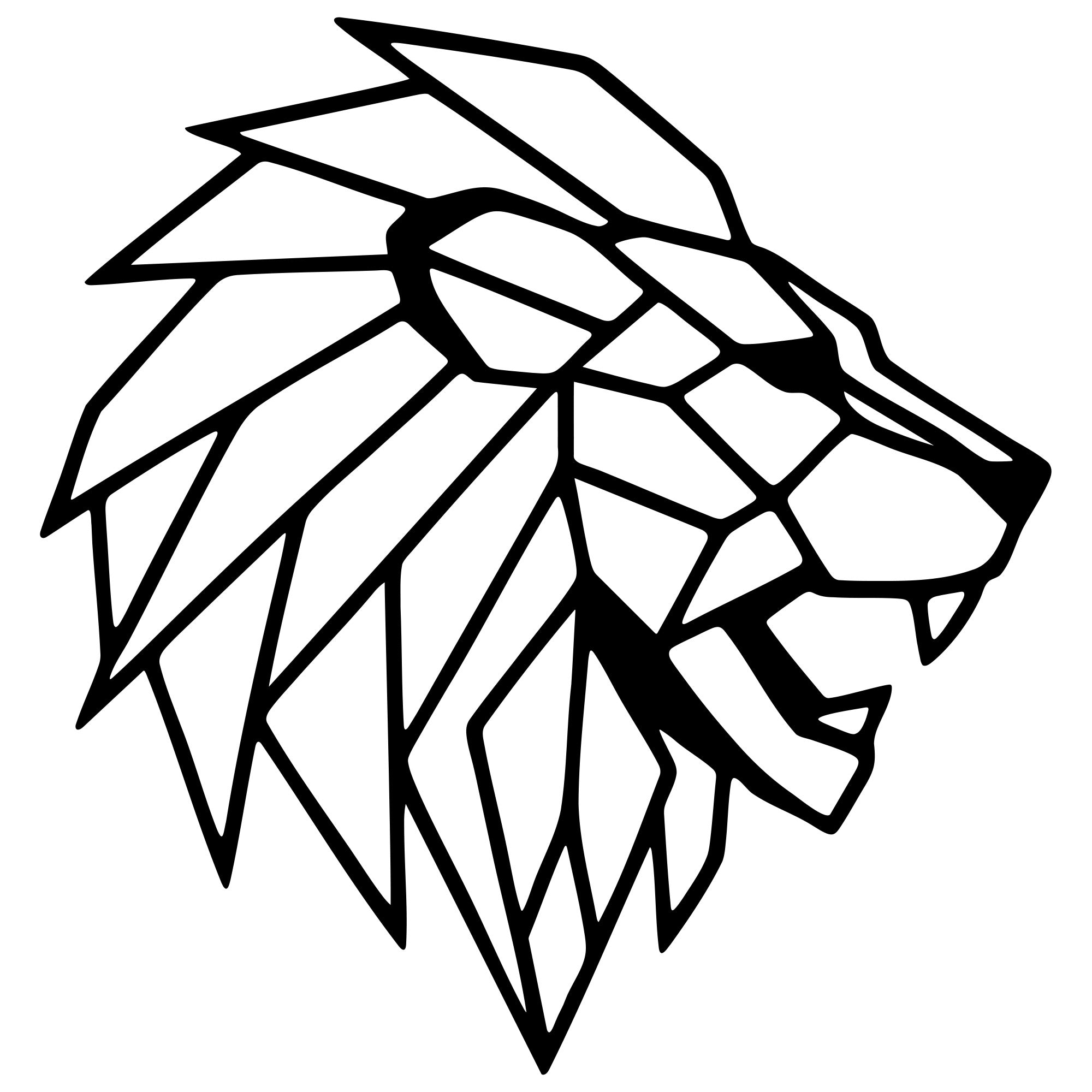 Geometric Lion Head DXF File – CNC Cutting Design | AWLION1121