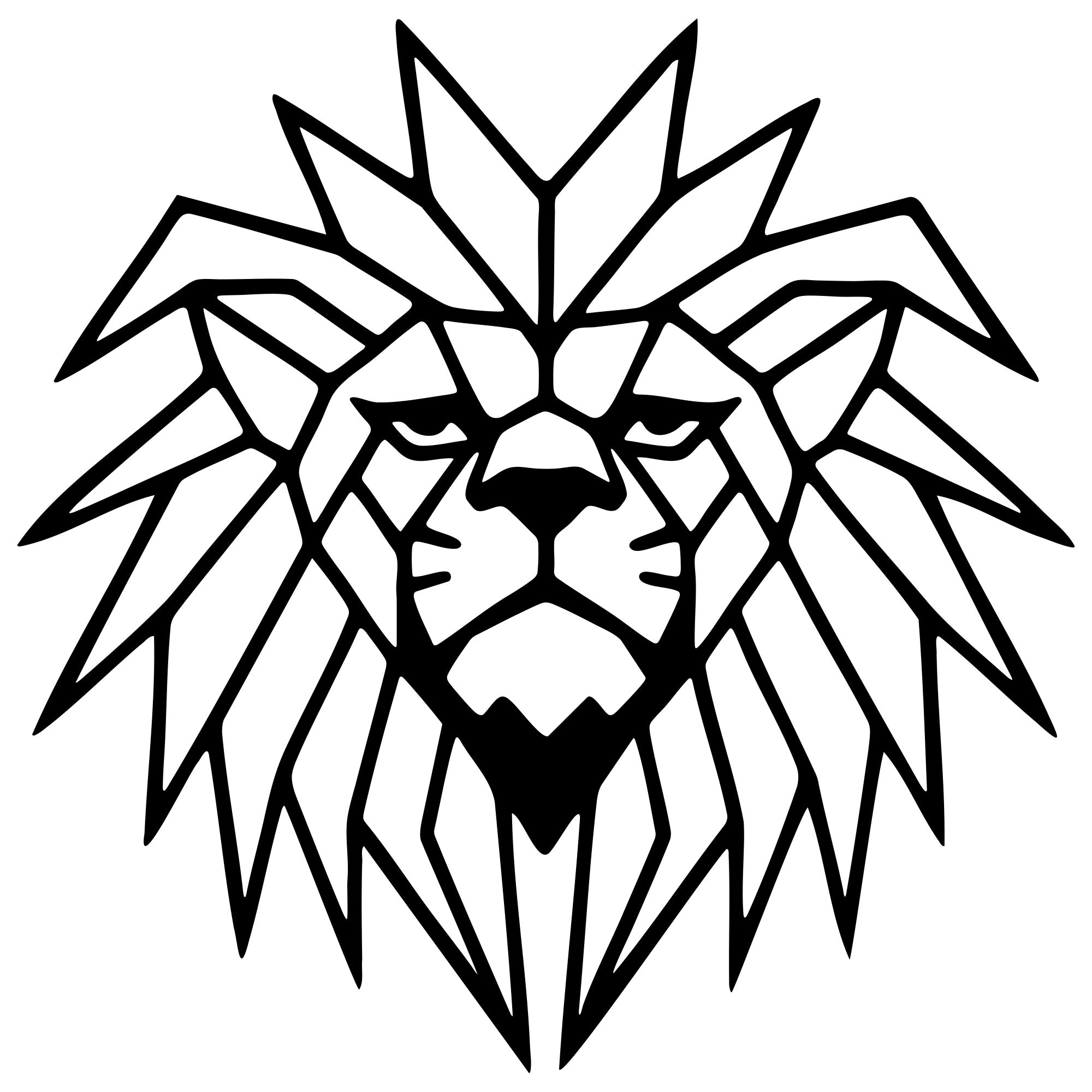 Geometric Lion Head DXF File – CNC Cutting Design | AWLION1122