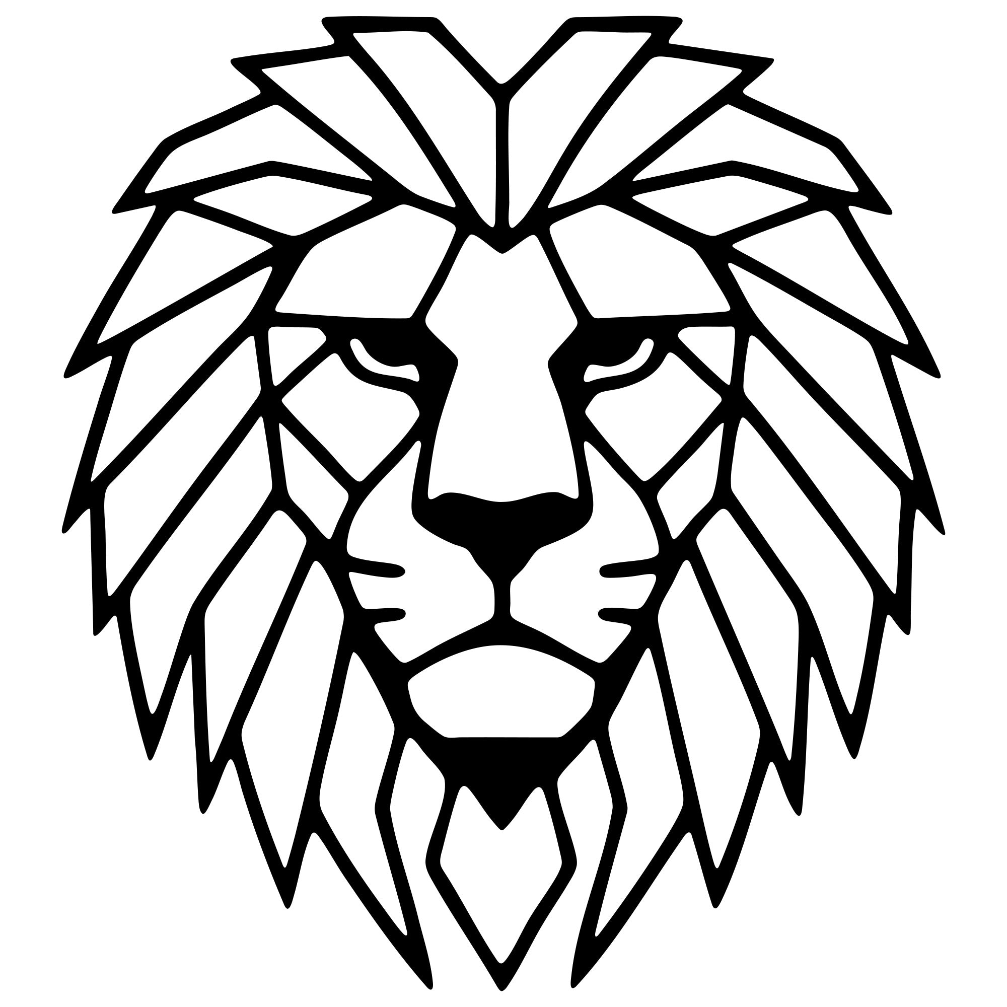 Geometric Lion Head DXF File – CNC Cutting Design | AWLION1125