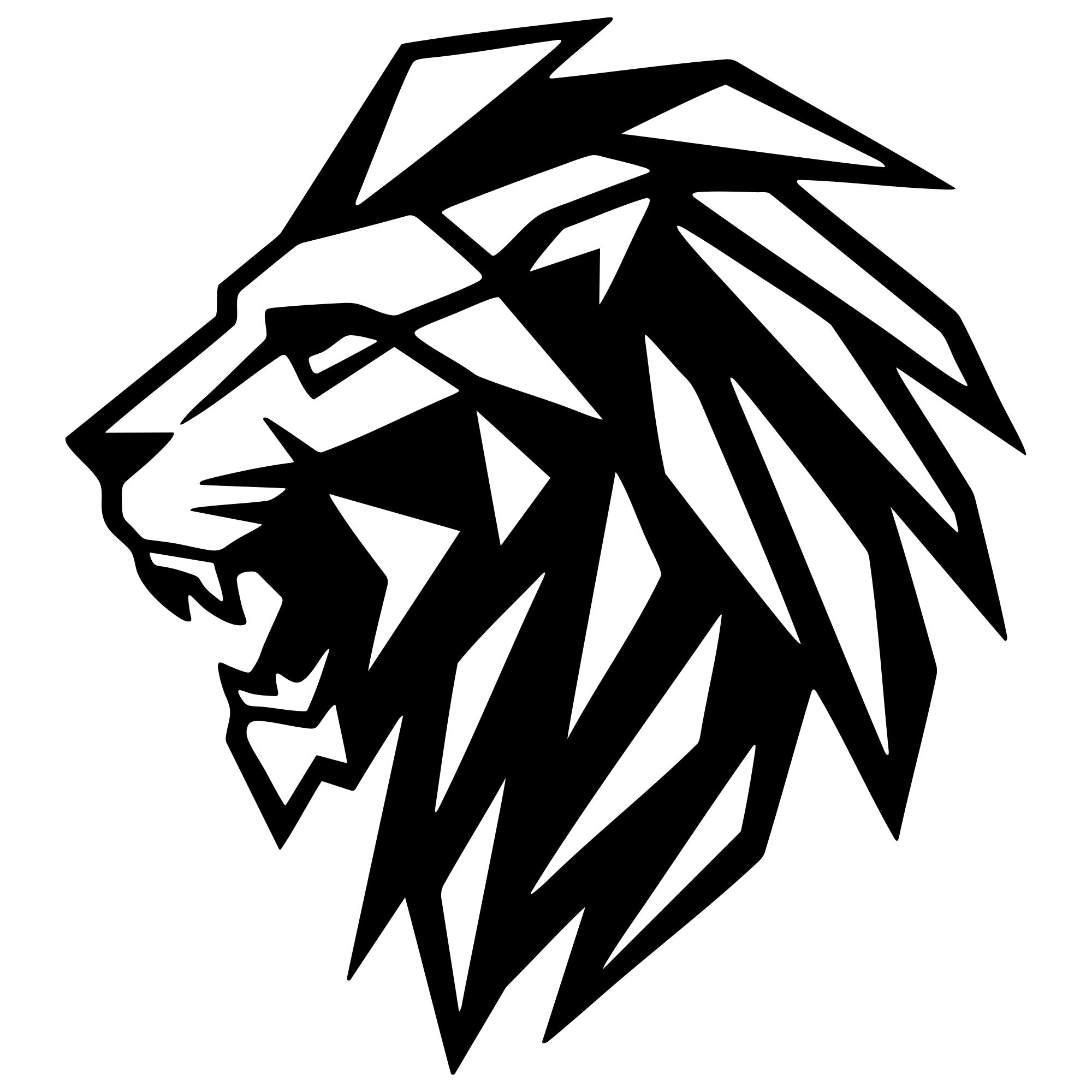Geometric Lion Head DXF File – CNC Cutting Design | AWLION1127